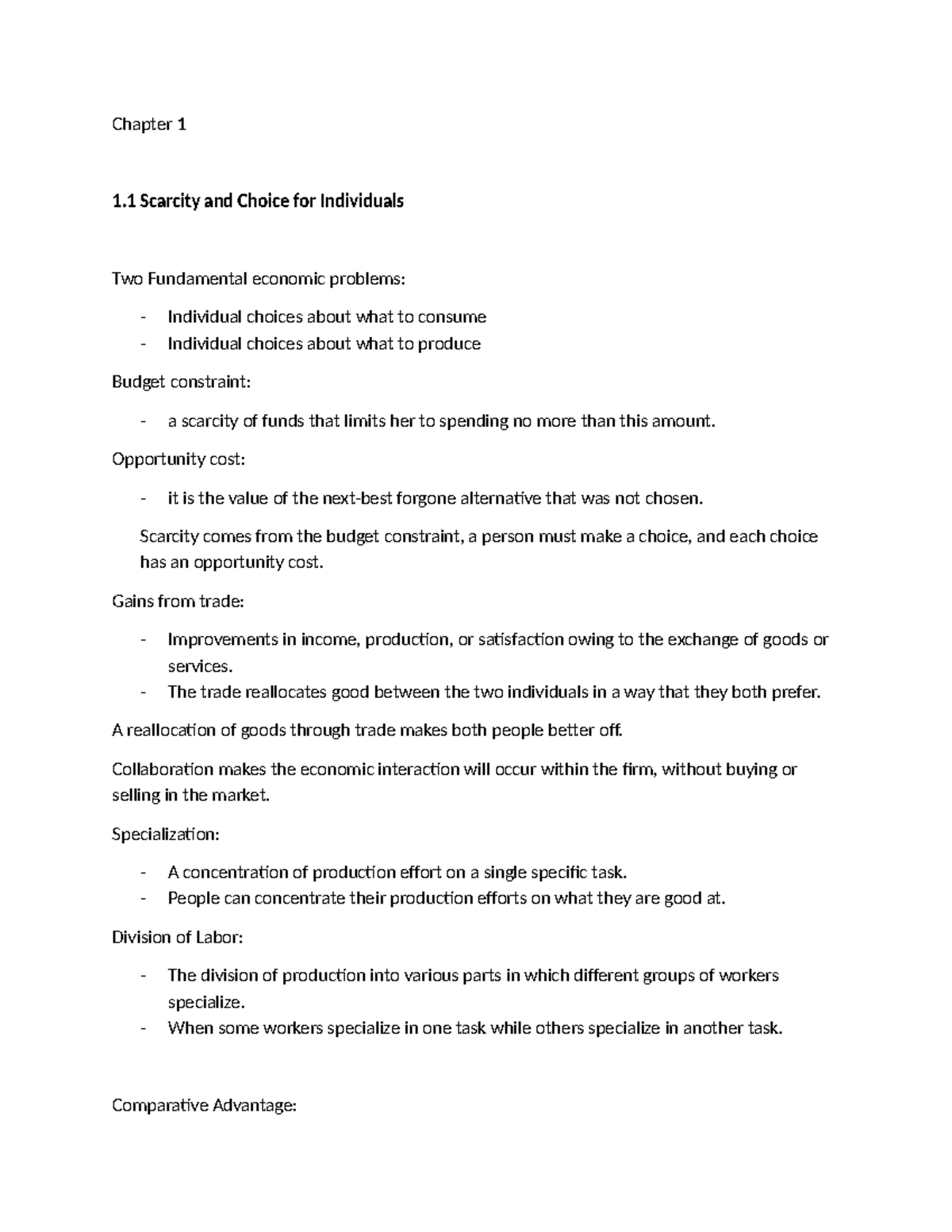 ECON 101 - Midterm Notes: Scarcity, Choice, and Market Dynamics - Studocu