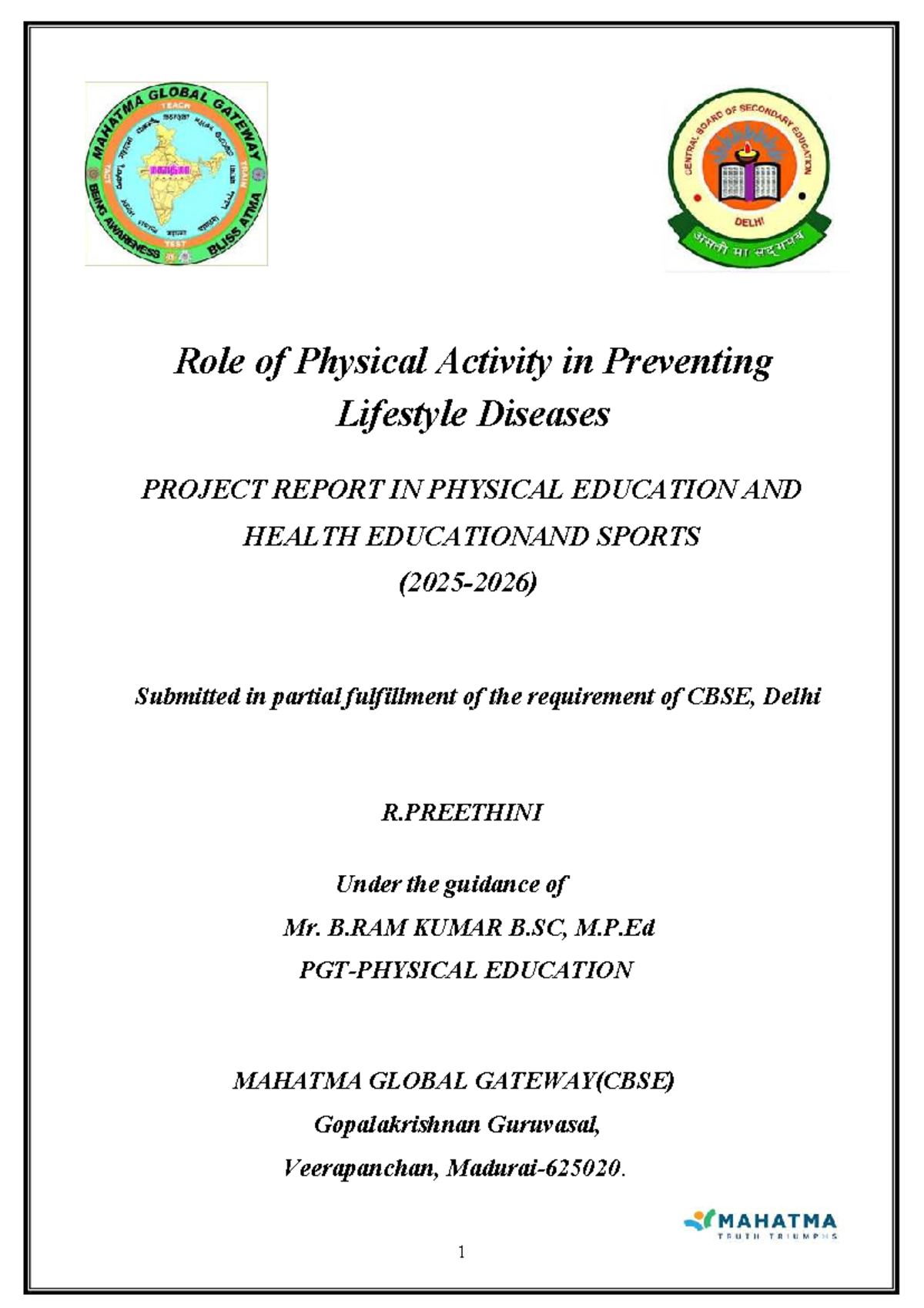 Role of Physical Activity in Preventing Lifestyle Diseases - Project ...