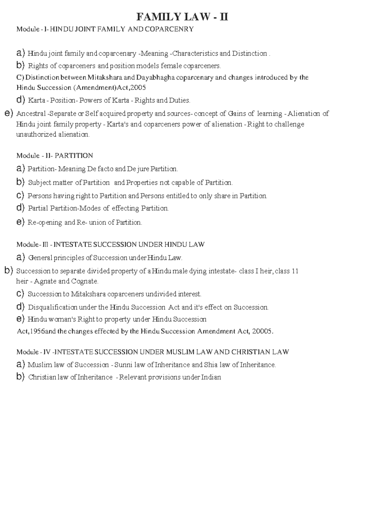 FAMILY LAW II: HINDU JOINT FAMILY, COPARCENARY & SUCCESSION MODULES ...