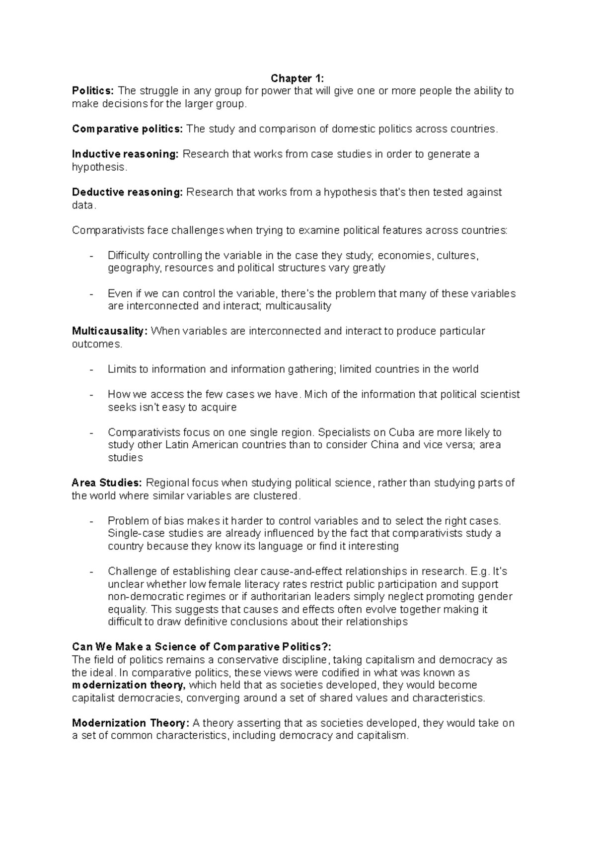 Comparative Politics: Key Concepts and Theories (POL 101) - Studeersnel