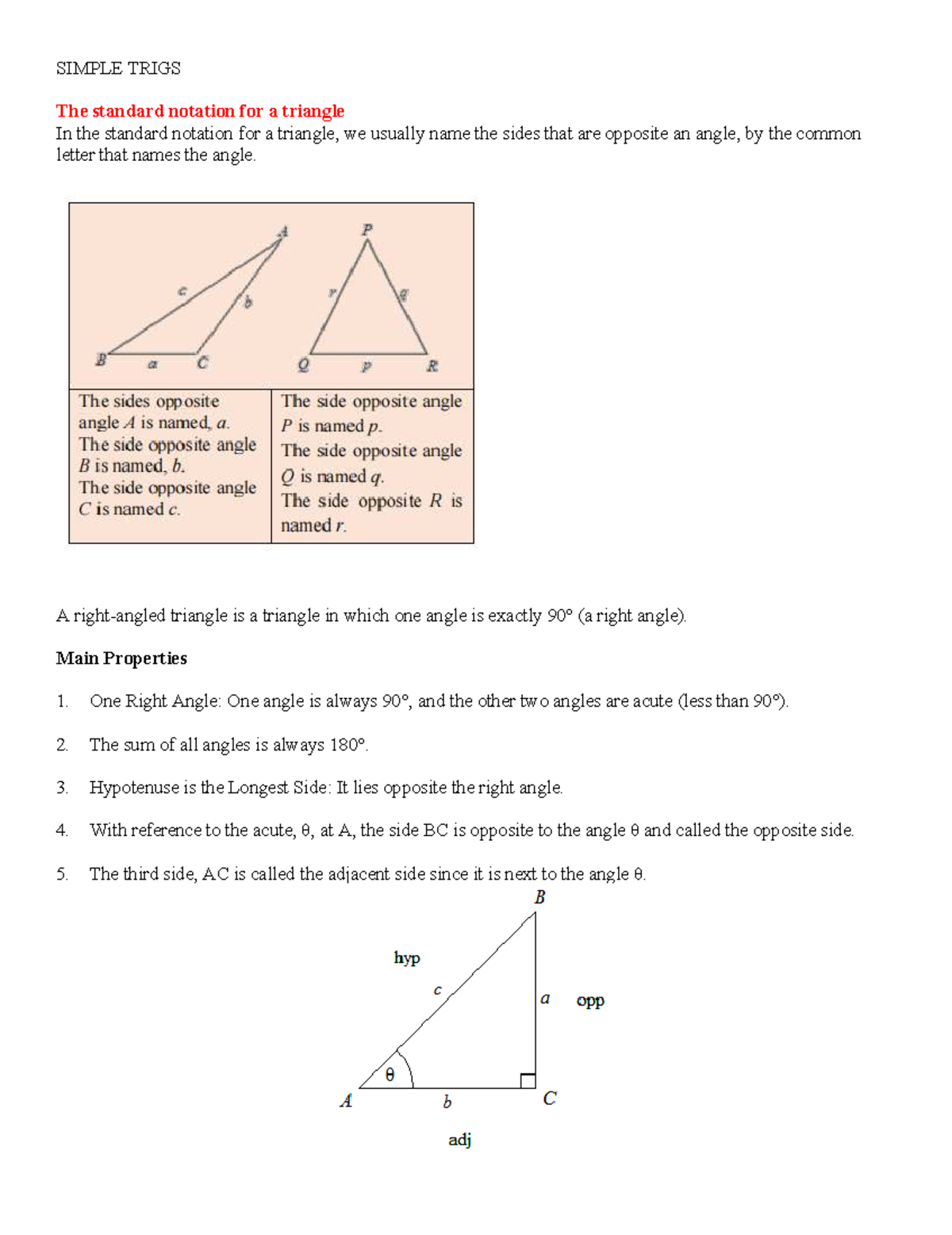 SIMPLE TRIGS (MATH101) - Understanding Right Triangles and Functions ...