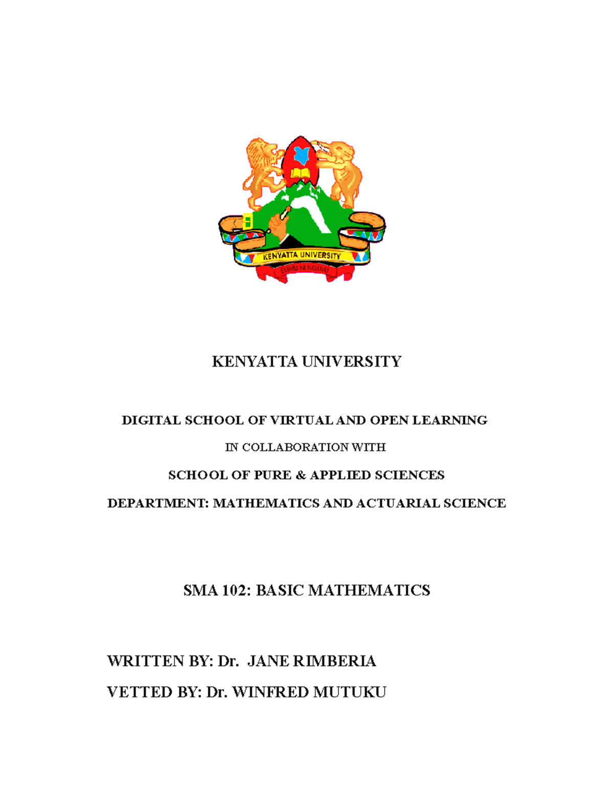 SMA 102 Corrected Basic Mahematics - KENYATTA UNIVERSITY DIGITAL SCHOOL ...