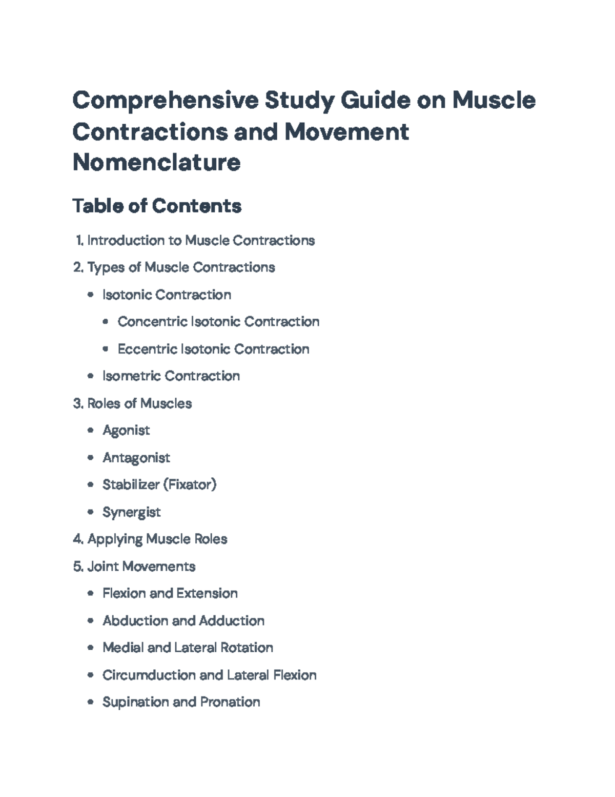 Comprehensive Study Guide on Muscle Contraction Types and Functions ...