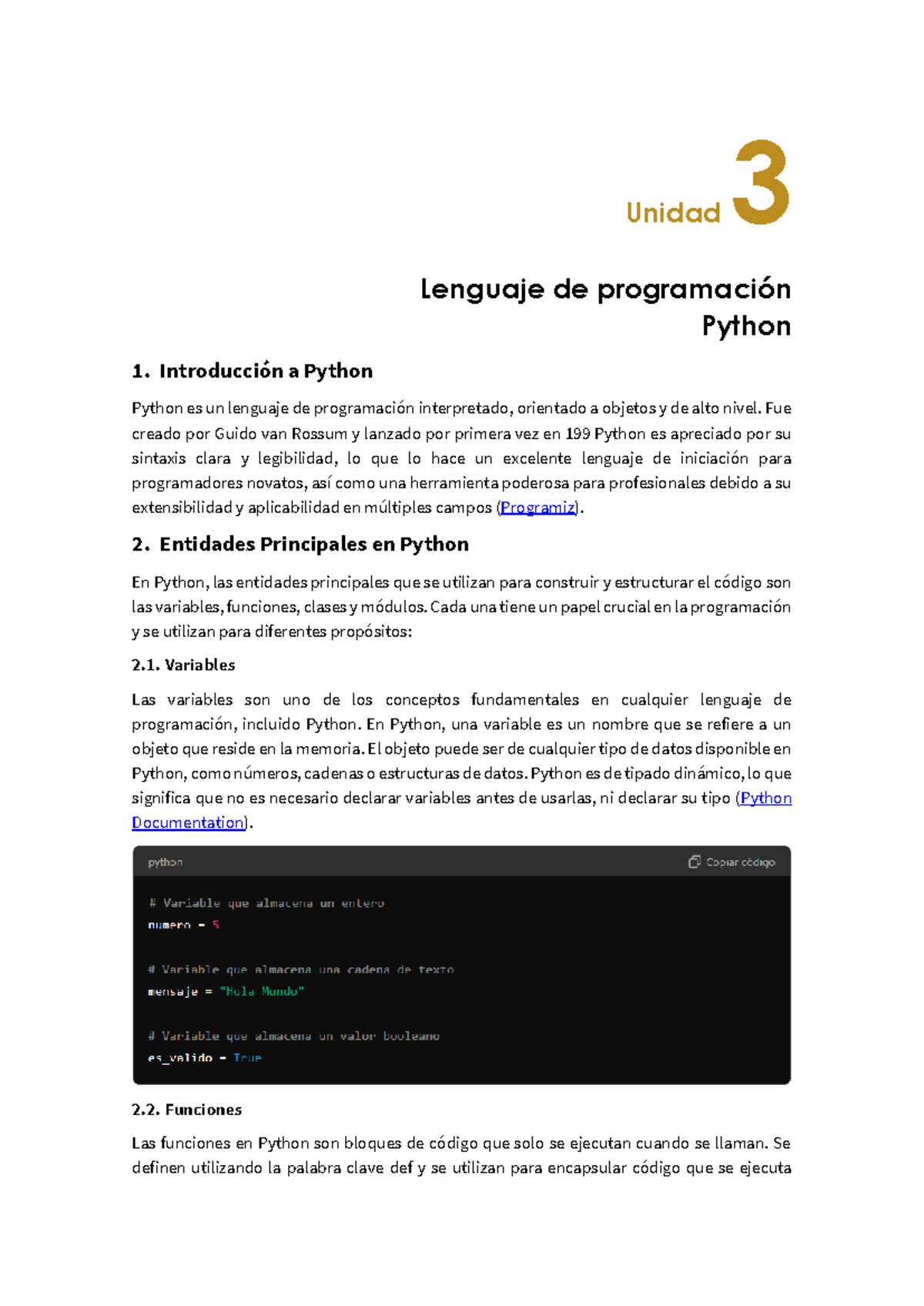 Unidad 3 Lenguaje DE Programacion Python 24-25 - Unidad 3 Lenguaje de ...
