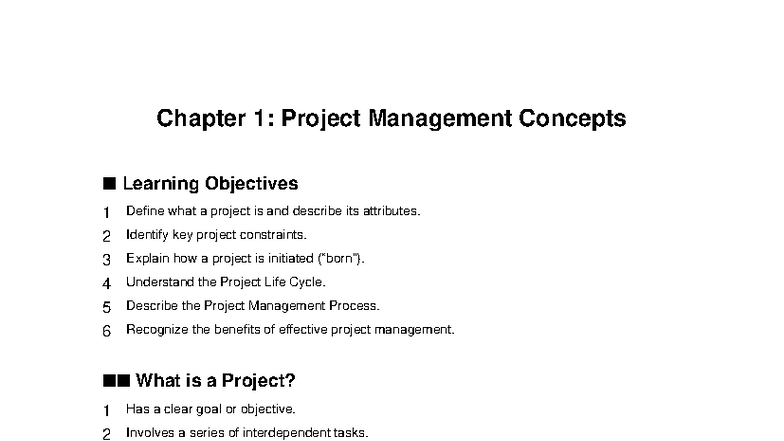 Chapter 1: Project Management Concepts Notes (PM101) - Studocu