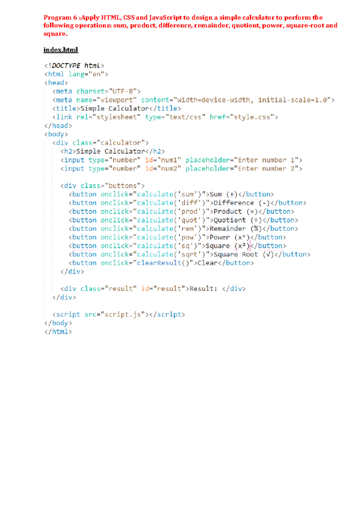 Web 6 - Webs - Electronic and communication - Program 6 :Apply HTML ...