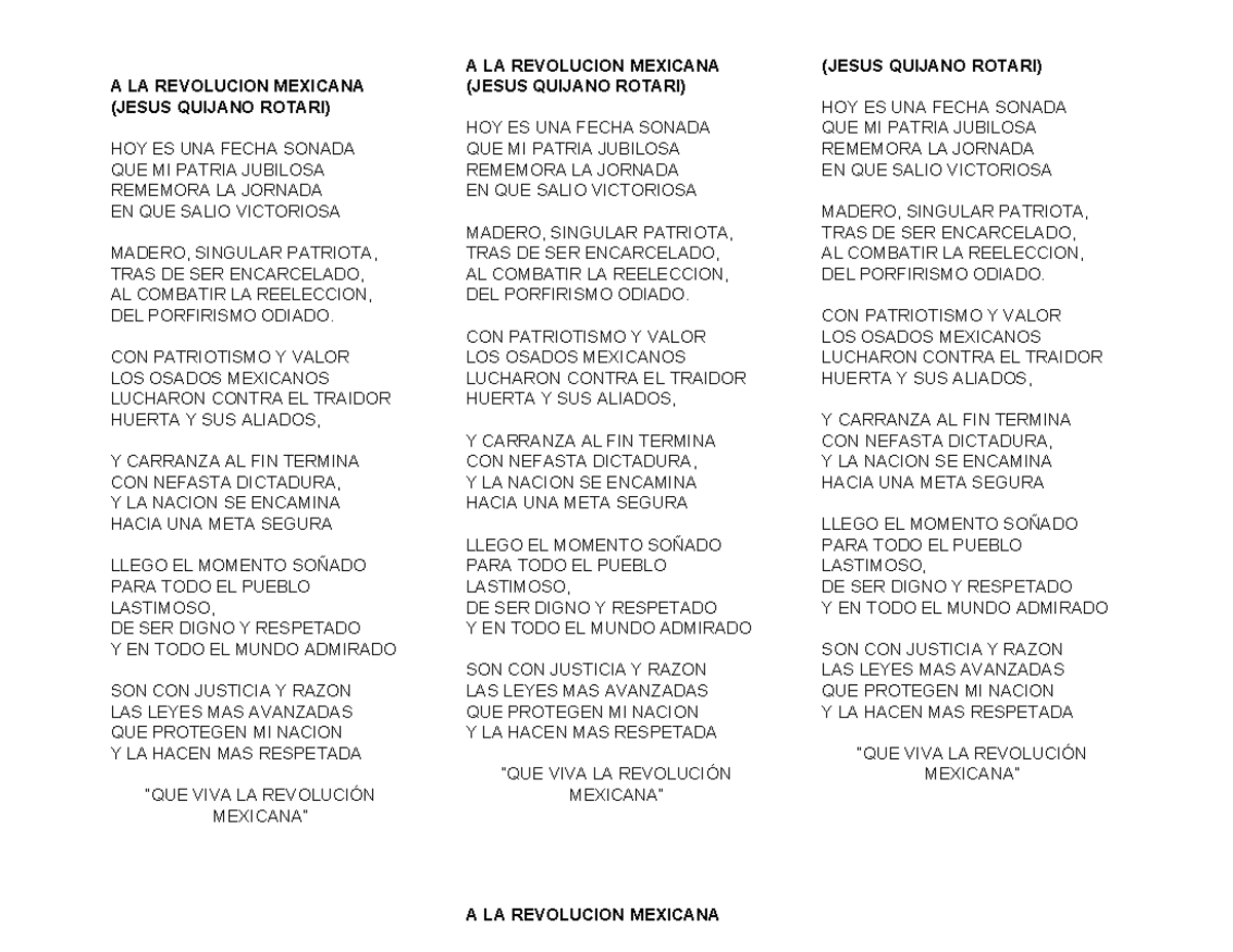 Poesía Coral Final sobre la Revolución Mexicana - JESUS QUIJANO ROTARI