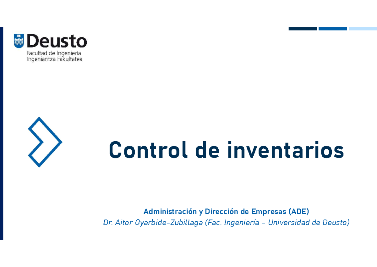 ADE 08) Control de Inventarios: Modelos y Estrategias Clave - Studocu