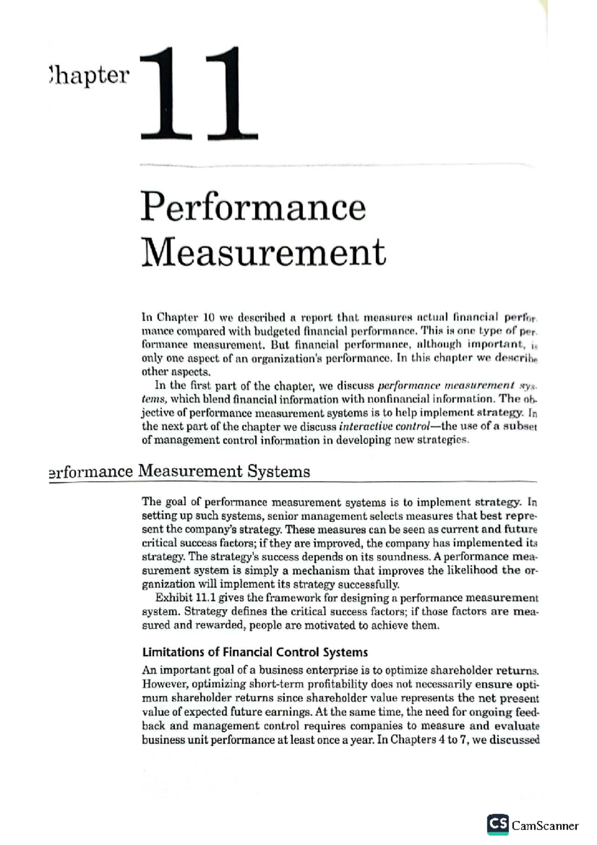 Chapter 11: Performance Measurement Systems and Their Strategic Impact ...