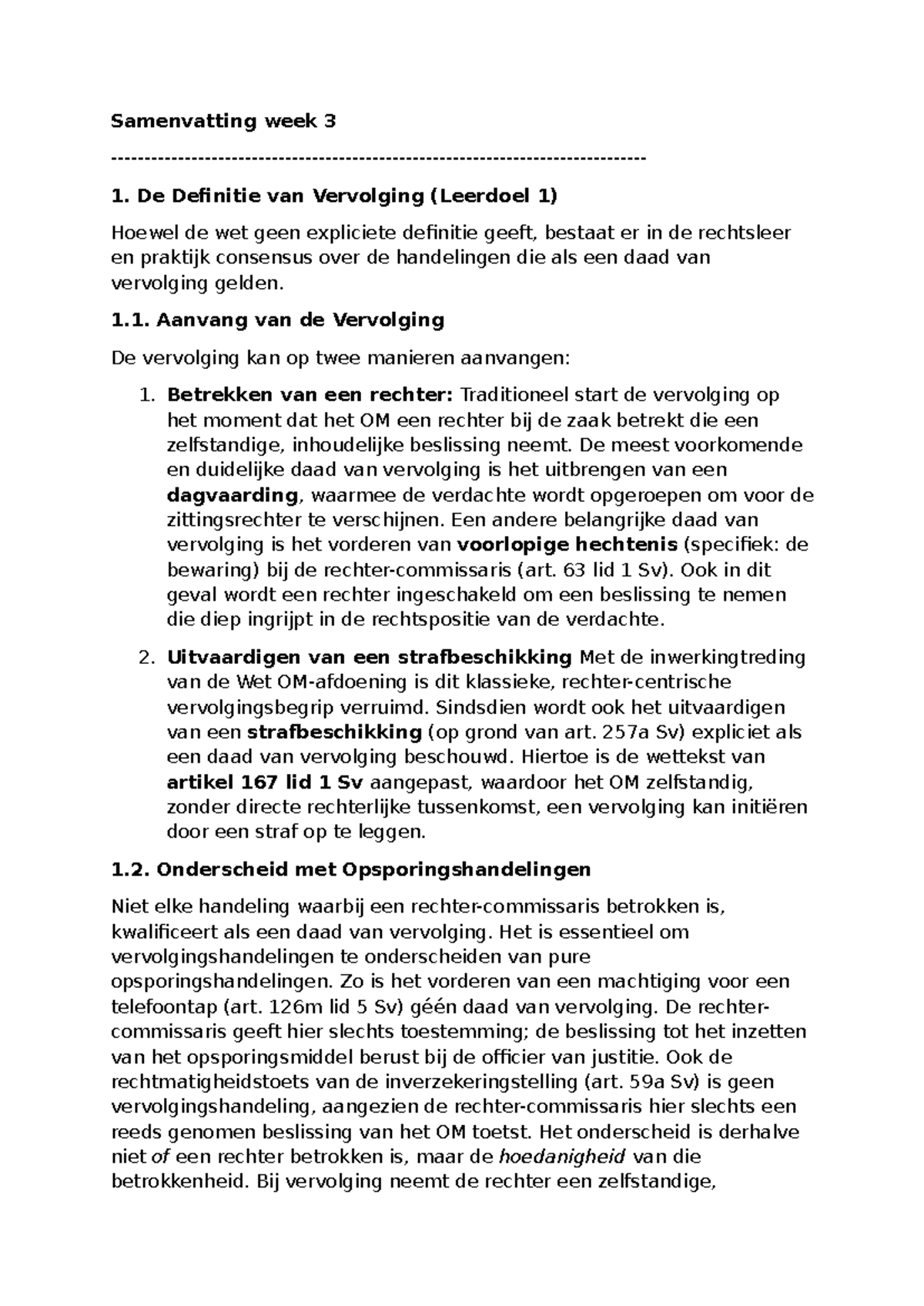 Samenvatting Week 3: Definitie en Beperkingen van Vervolging (ISR ...