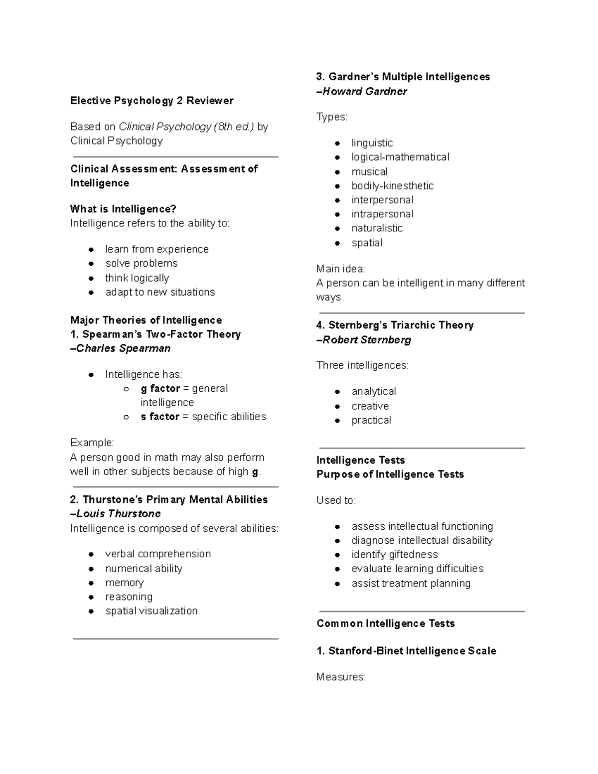 Elective Psychology 2 Final Exam Reviewer: Clinical Psychology Insights ...