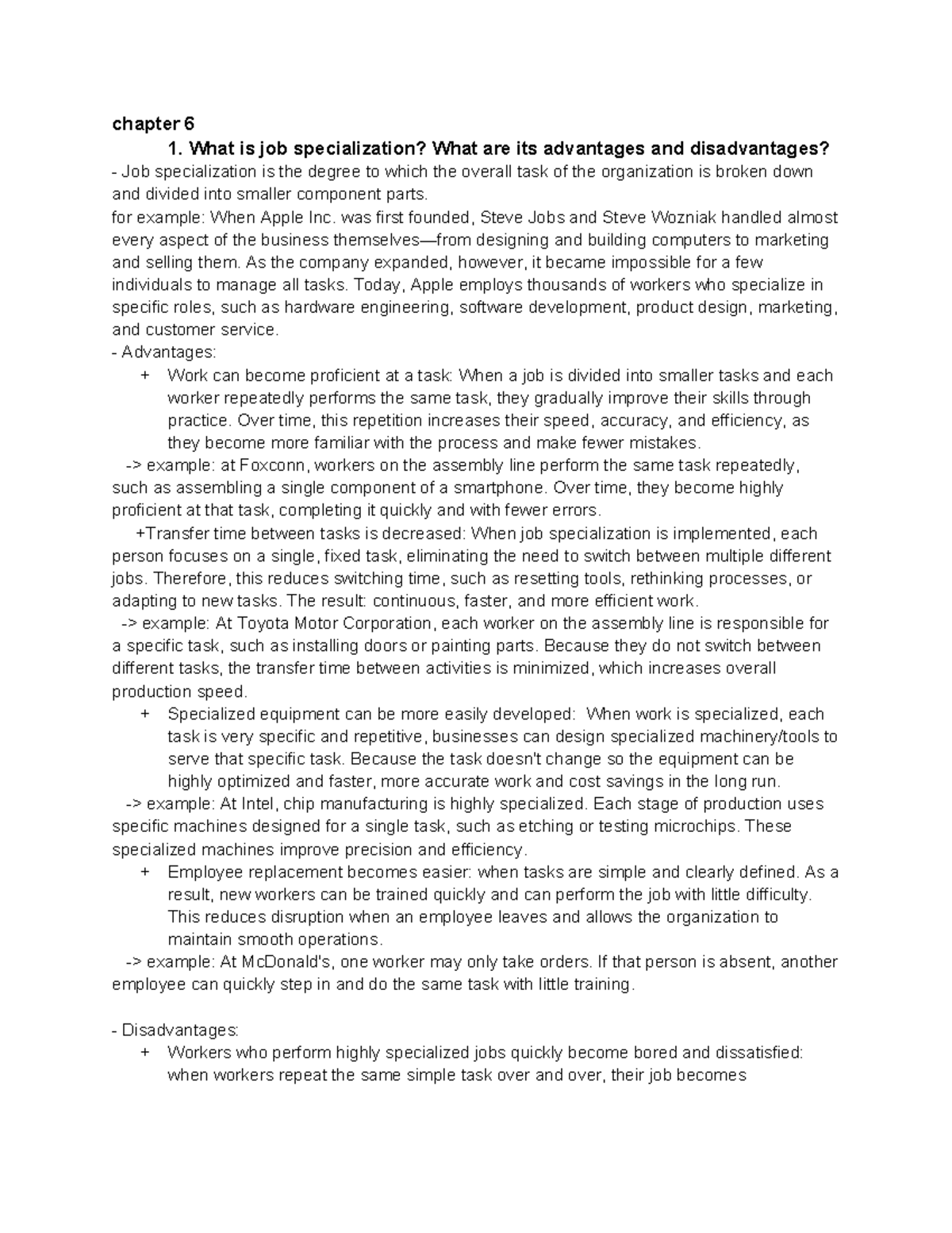 POM 101: Chapter 6 - Job Specialization & Organizational Structures ...