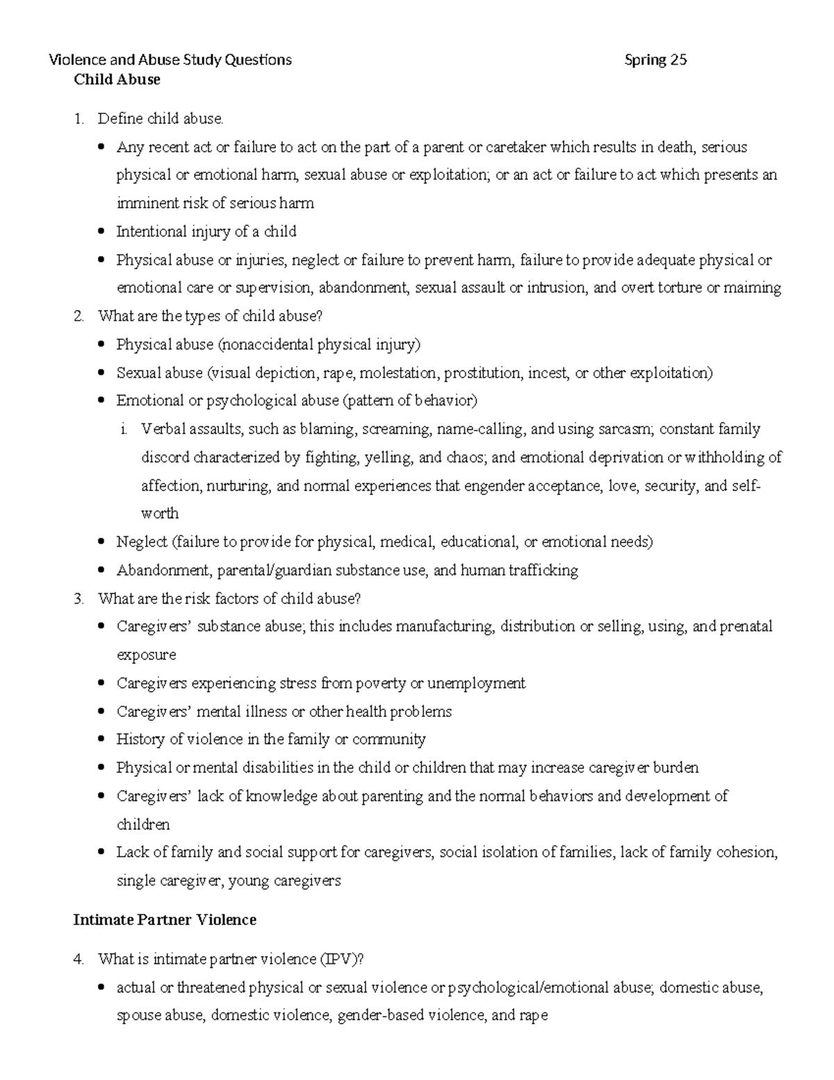 Child Abuse & Intimate Partner Violence Study Guide (PSY 101) - Studocu