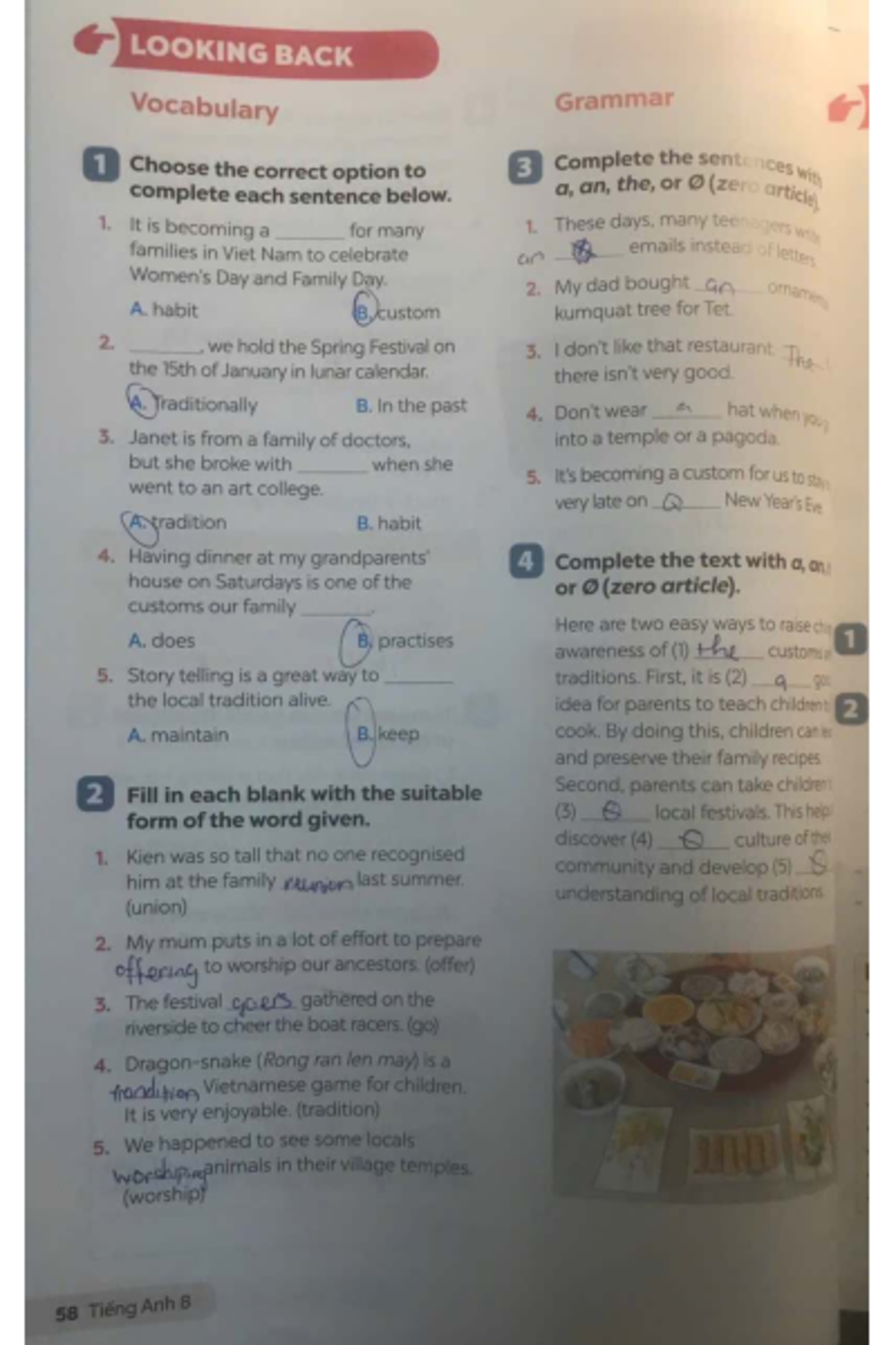 Unit 5: Our Customs and Traditions - Vocabulary & Grammar Exercises ...