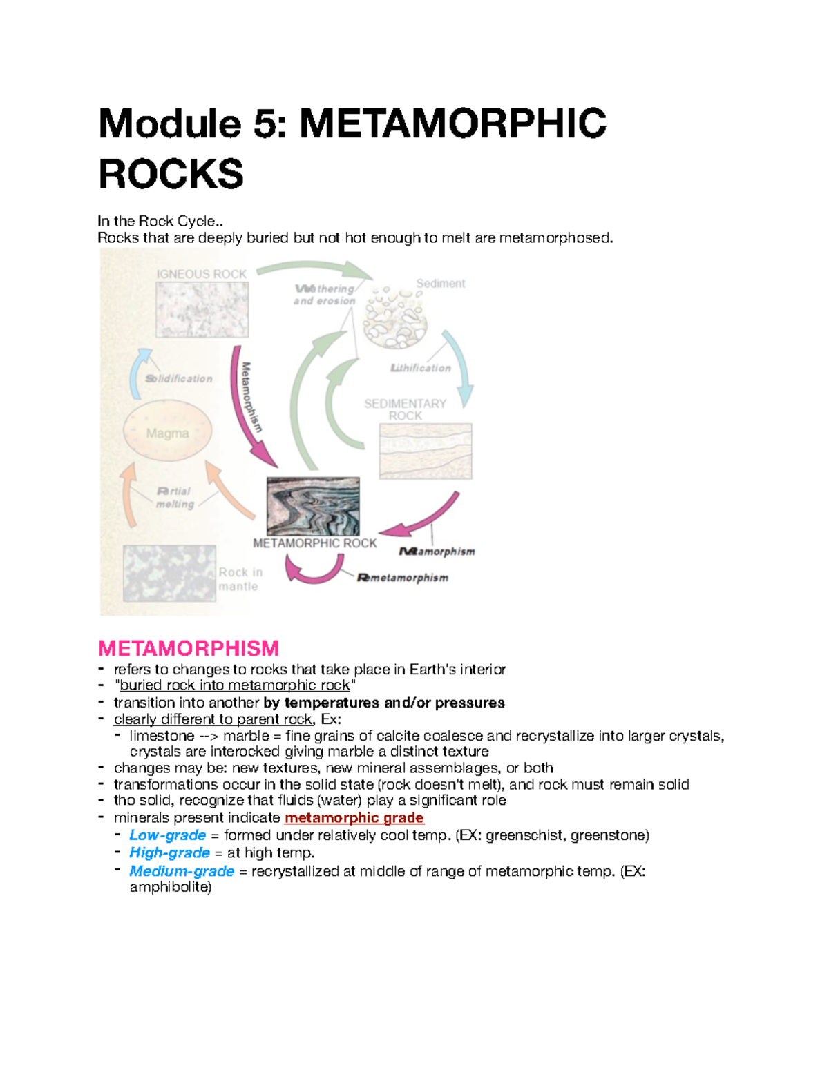 Module 5 Metamorphic Rocks - Module 5: METAMORPHIC ROCKS In the Rock ...