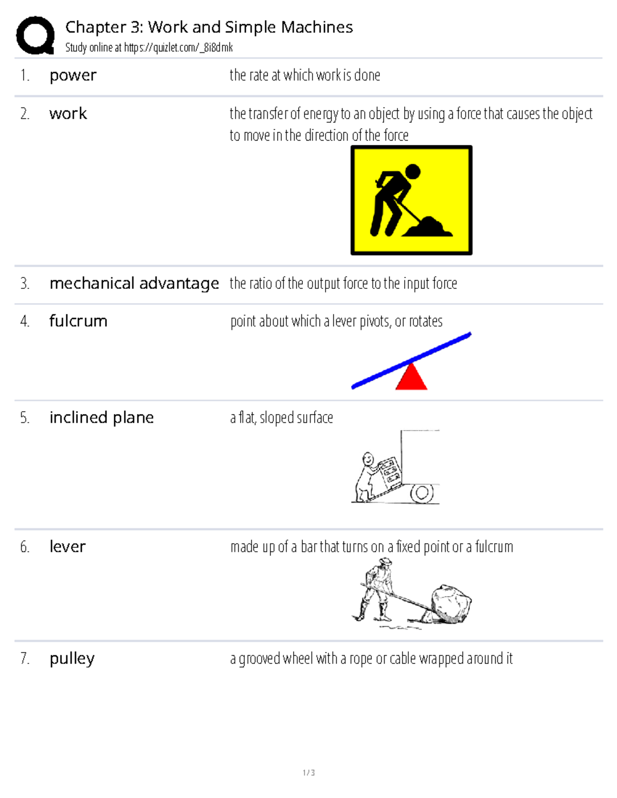 Chapter 3: Work & Simple Machines Overview for Study - Studocu