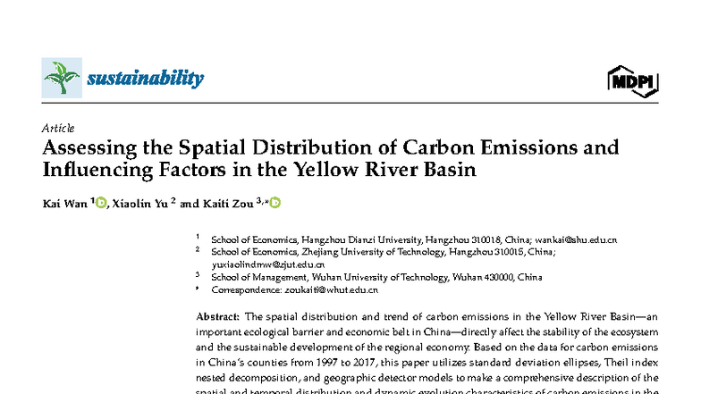 Assessment of Carbon Emissions in the Yellow River Basin ...