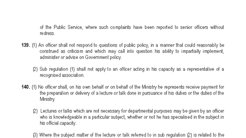 Public Service Regulations: Officer Conduct Guidelines - Studocu