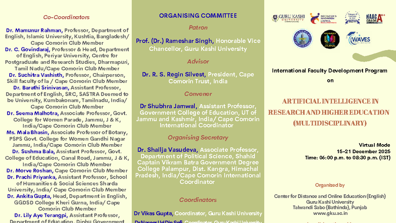 International Faculty Development Program on AI in Research & Higher Ed ...