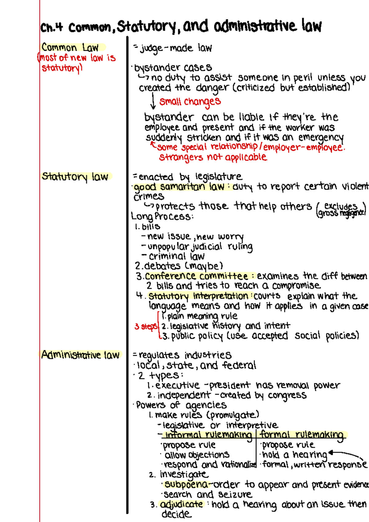 Ch. 4 Overview of Common, Statutory, and Admin Law (LA 101) - Studocu