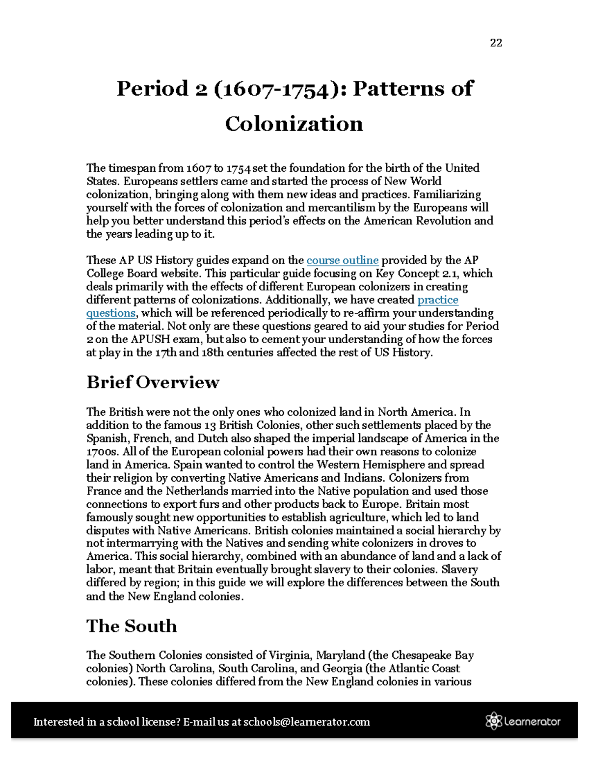 APUSH Period 2: Patterns of Colonization and Intercultural Conflicts ...