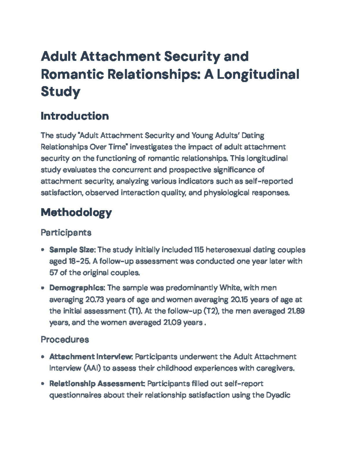 Adult Attachment Security and Romantic Relationships: Longitudinal ...