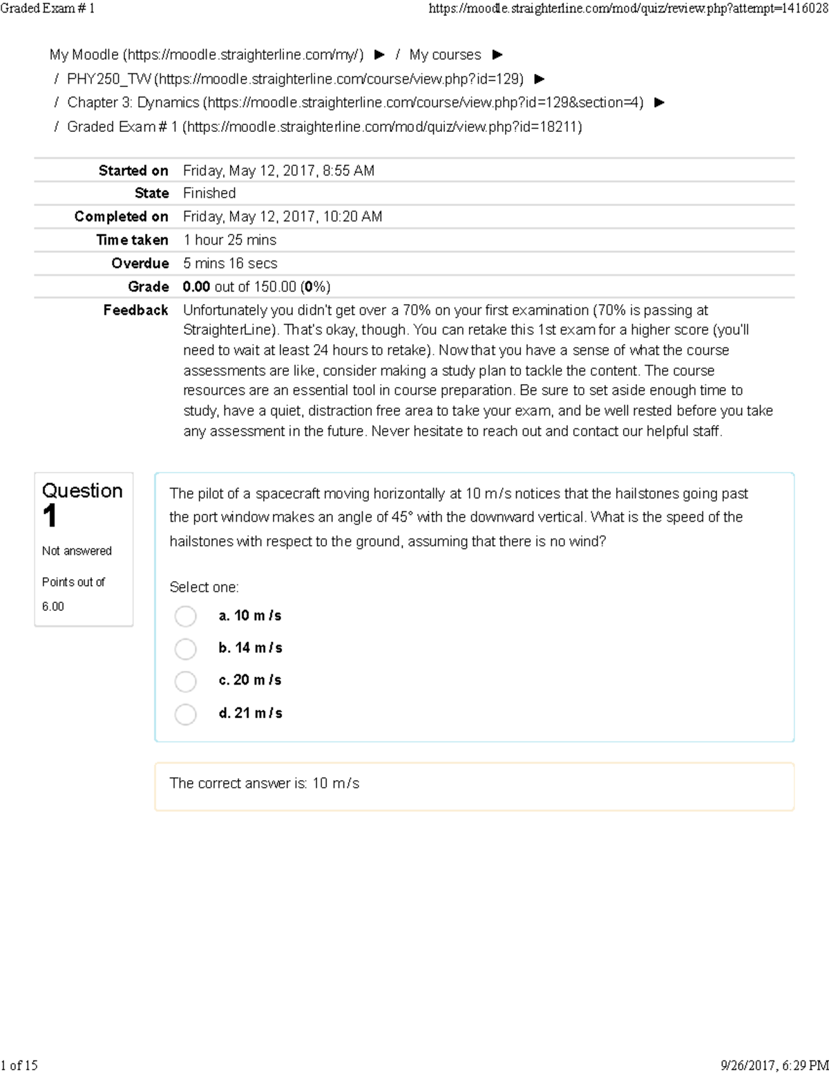 PHY250_TW Graded Exam #1: Dynamics Overview and Solutions - Studocu