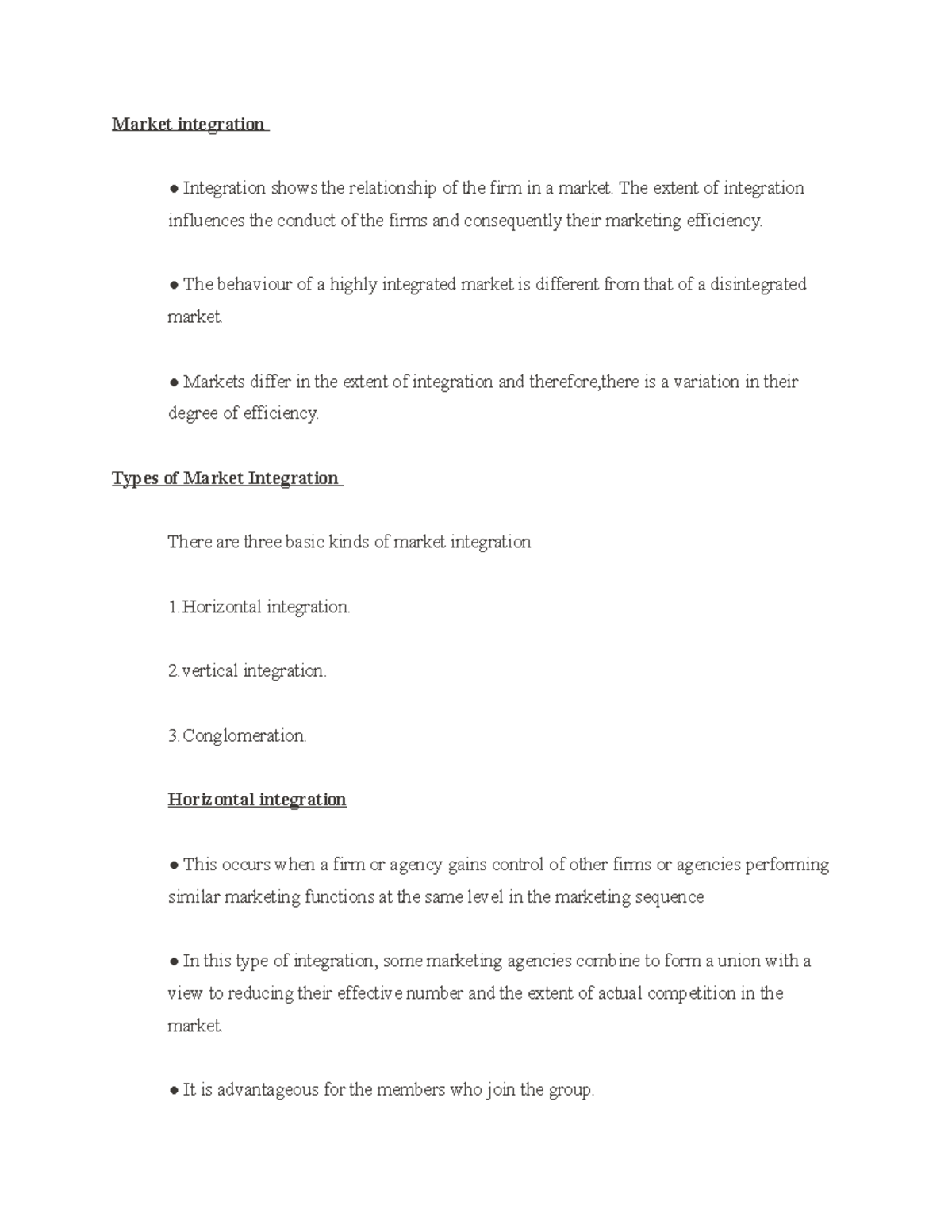 Market Integration Concepts: Types, Advantages & Disadvantages - Studocu