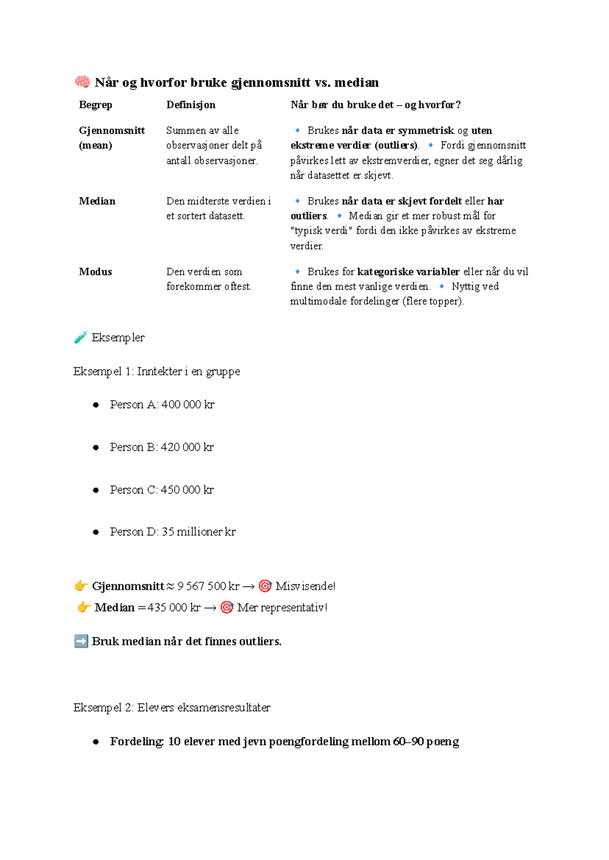 Jamovi Deskriptiv Statistikk: Gjennomsnitt vs. Median Forklart - Studocu