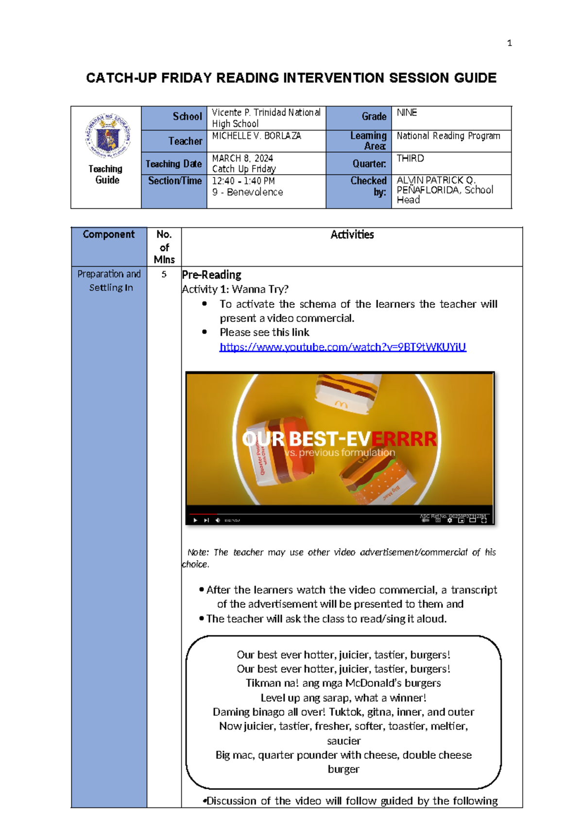 NRP-Q3 - March 08 - Catch-Up Friday Reading Session Guide - Studocu