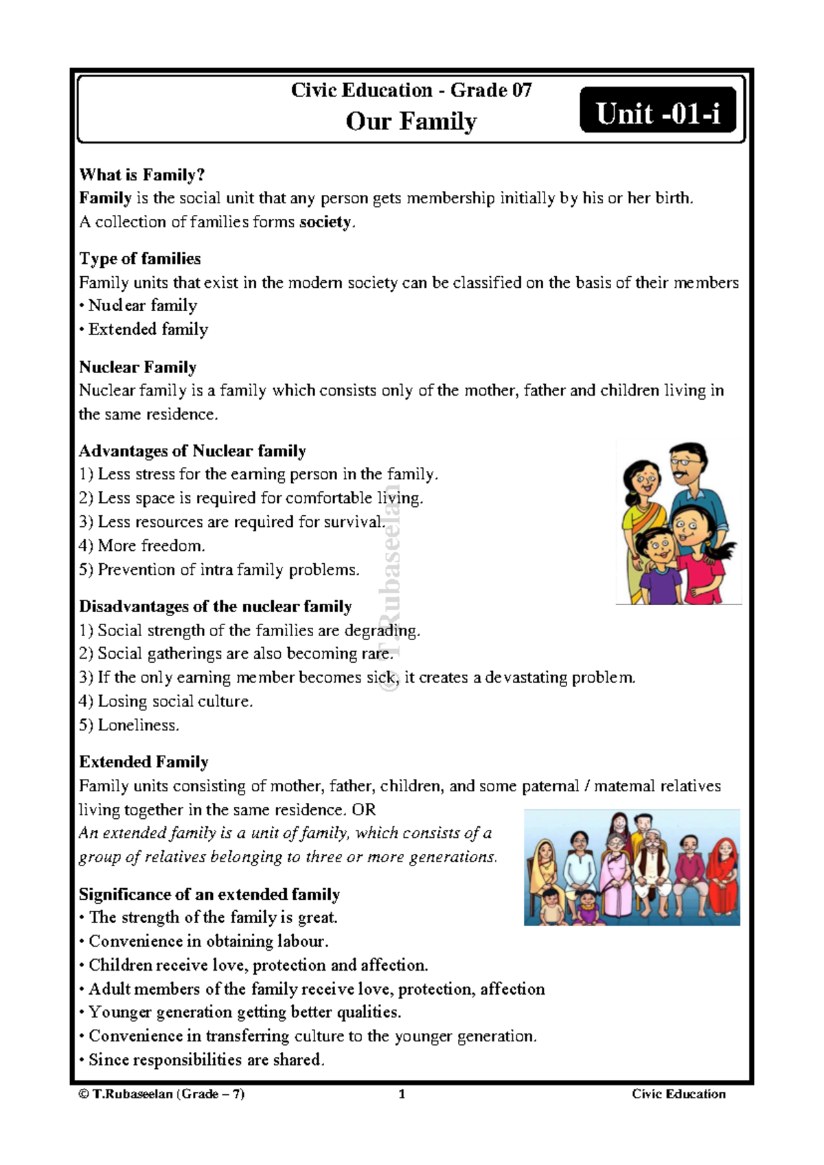Civic Education: Family Structures and Life Objectives - Grade 7 - Studocu