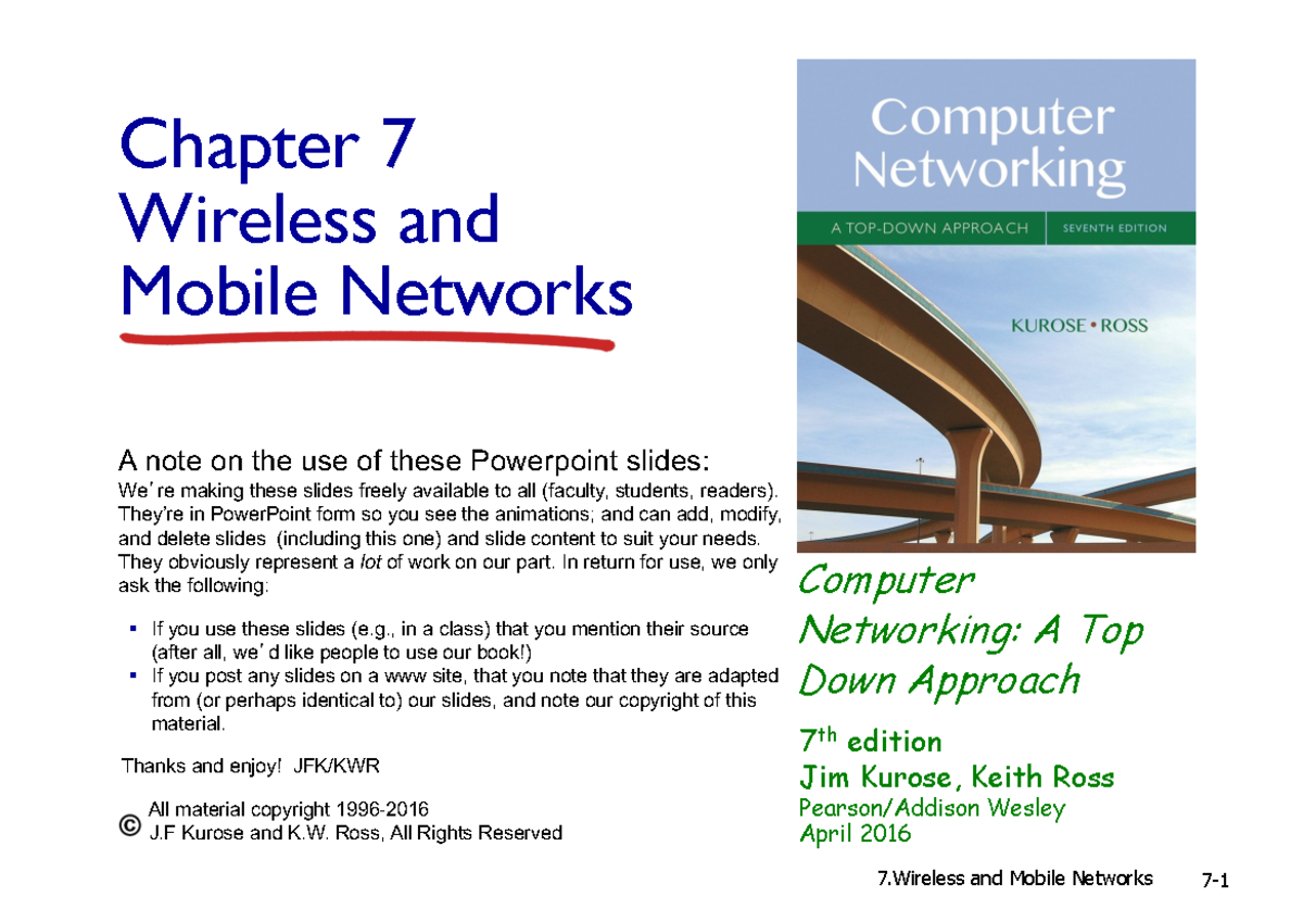 Chapter 7: 无线与移动网络摘要 - Computer Networks 2023 - Studocu