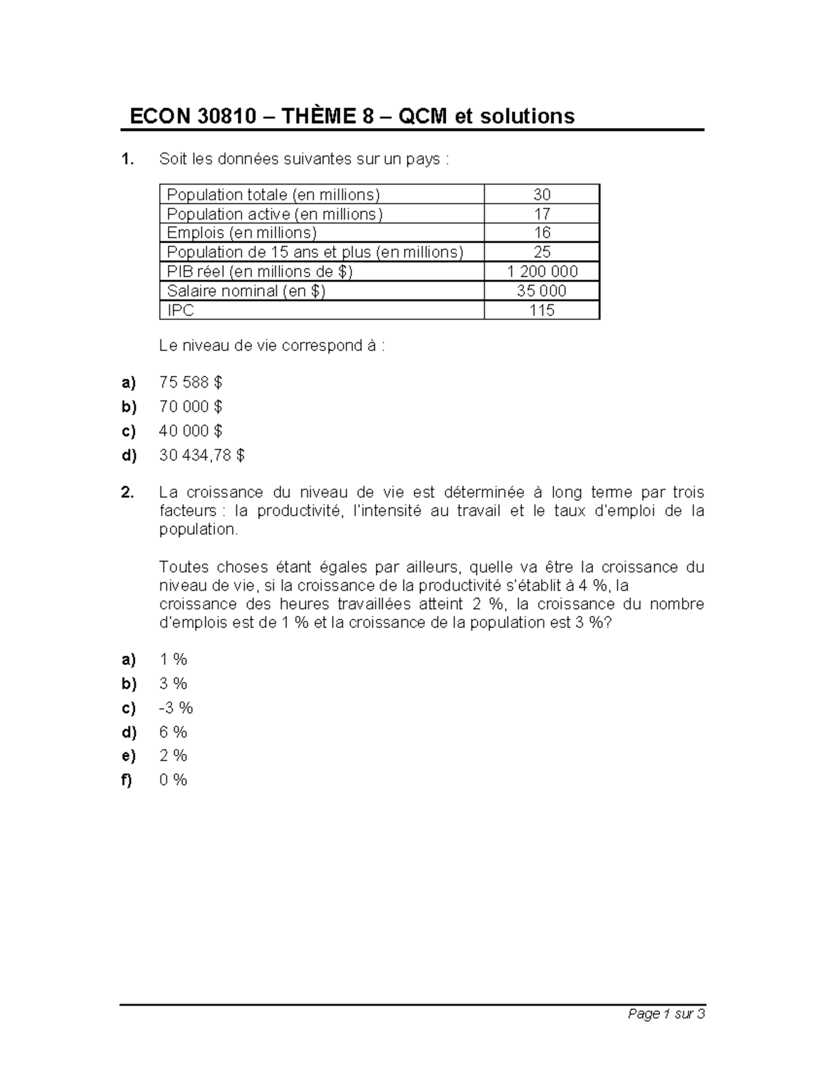 ECON 30810 THÈME 7 QCM et corrigés détaillés - Studocu