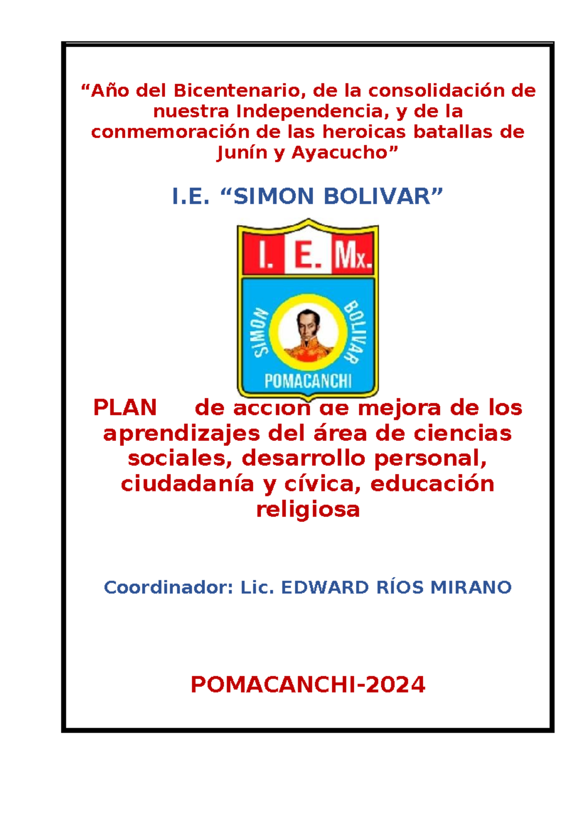 PLAN DE MEJORA DE APRENDIZAJES EN CIENCIAS SOCIALES - I.E. SIMON ...