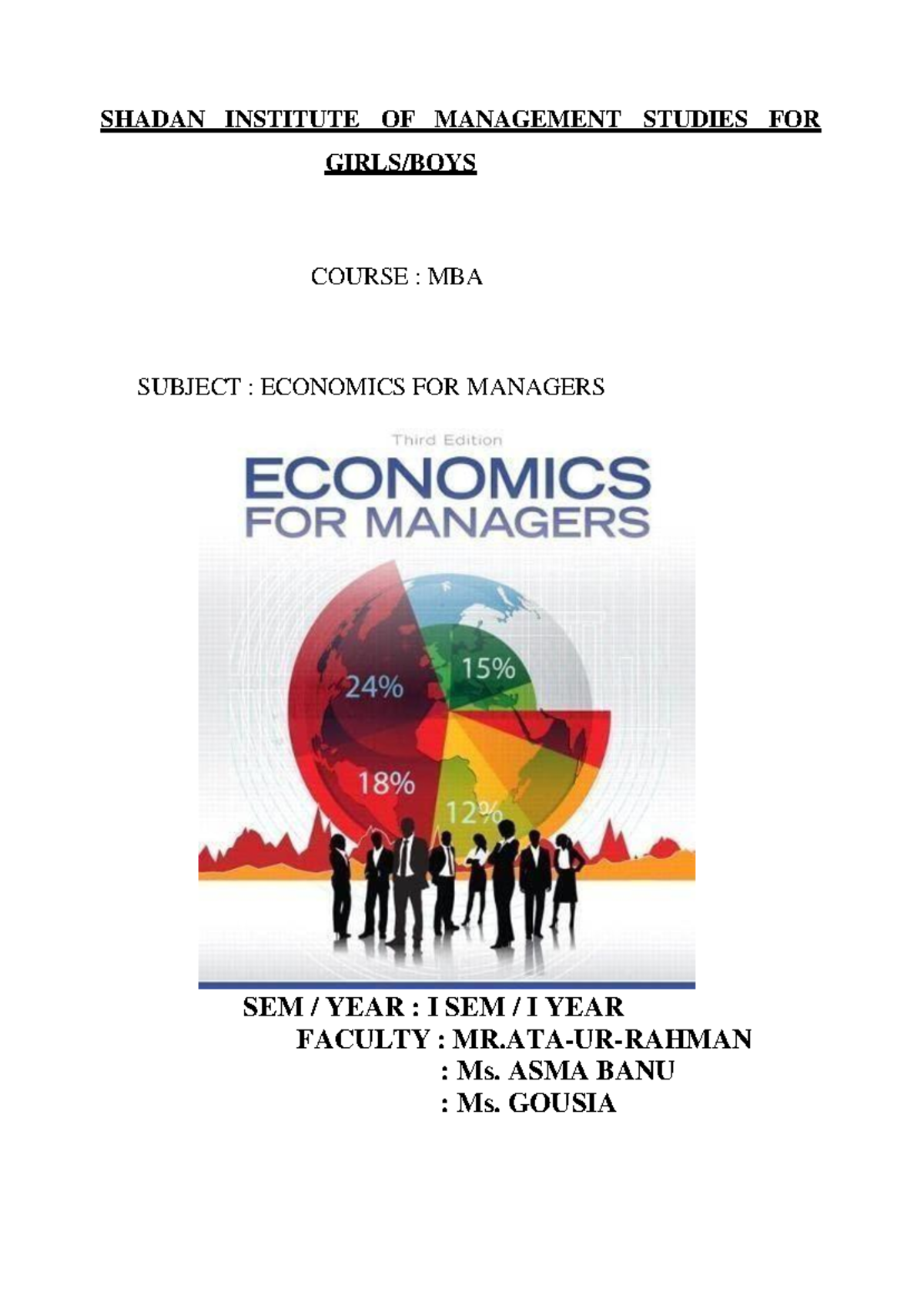 MBA I Sem Economics for Managers: Important Questions & Concepts - Studocu