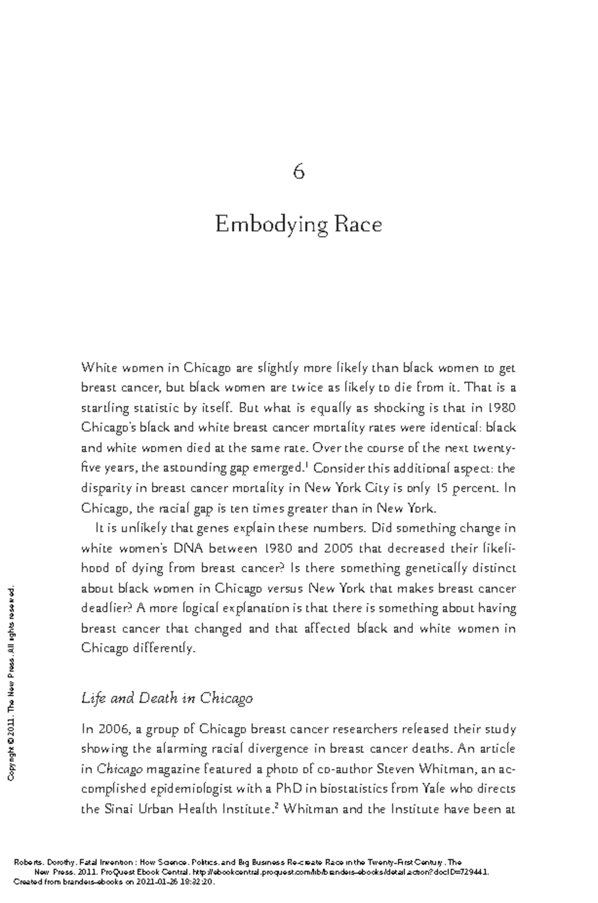 Roberts, D. Fatal Invention chapter 6 - White women in Chicago are ...