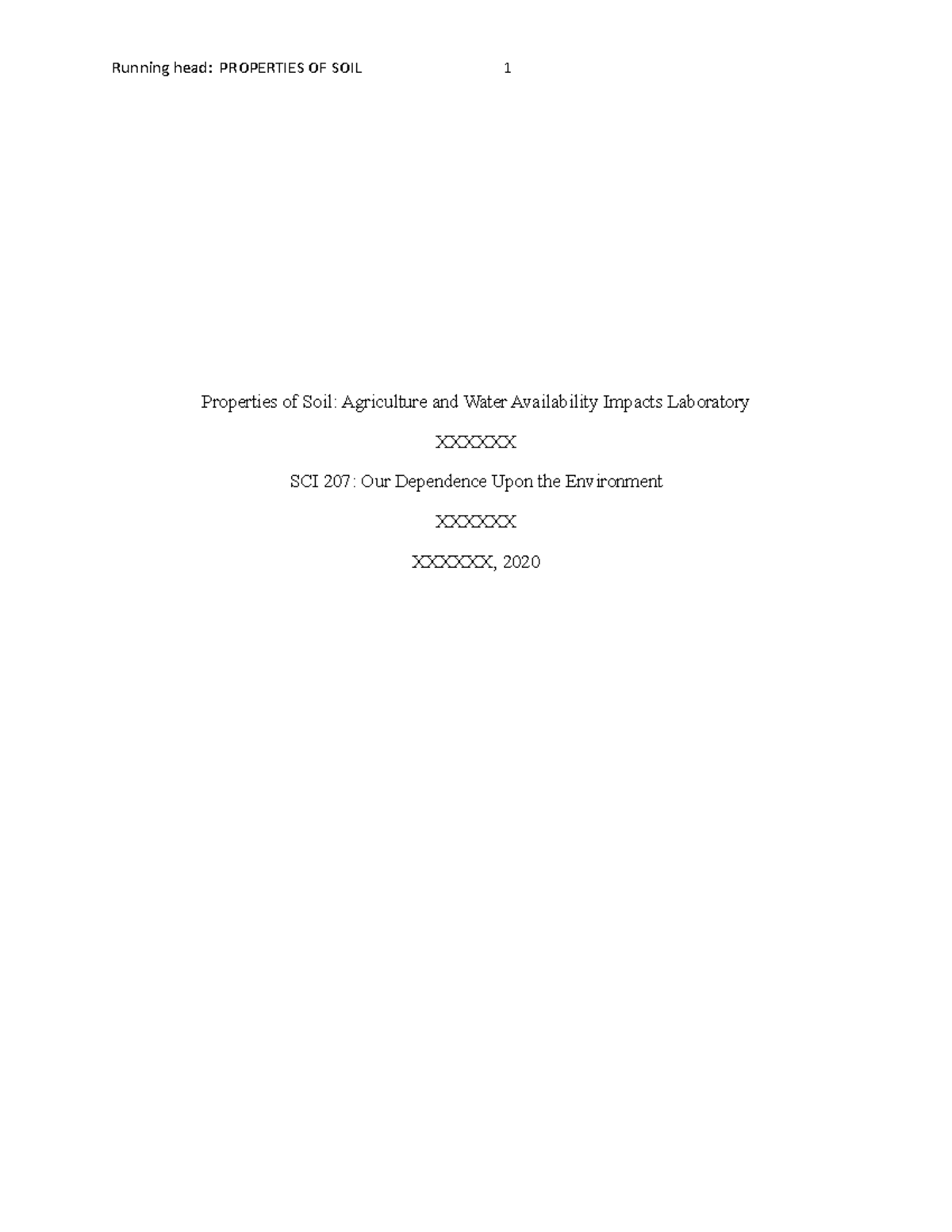 SCI207 - Lab Report on Soil Properties and Water Availability - Studocu