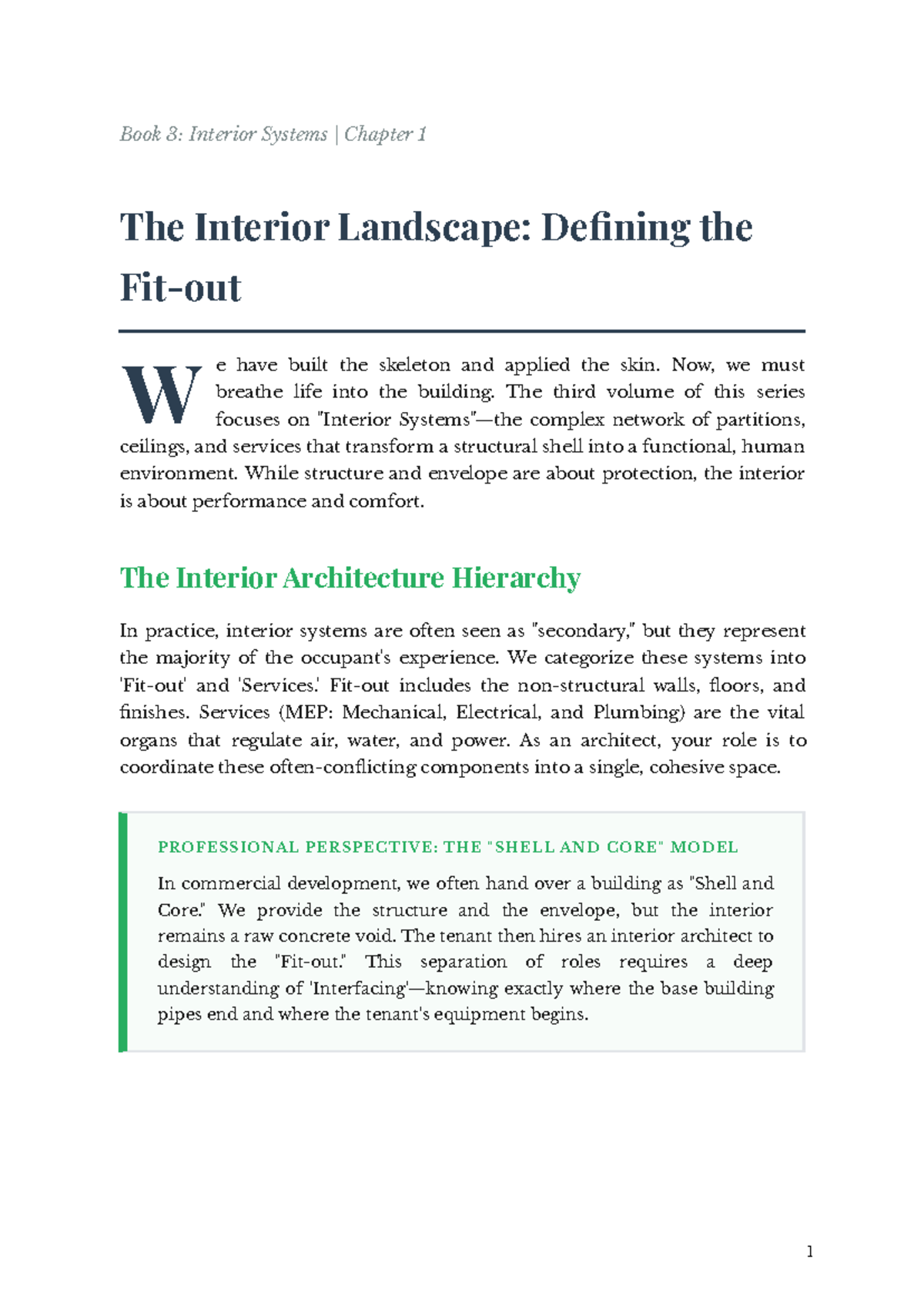 Book 3: Interior Systems Chapter 1 - The Interior Landscape - Studocu