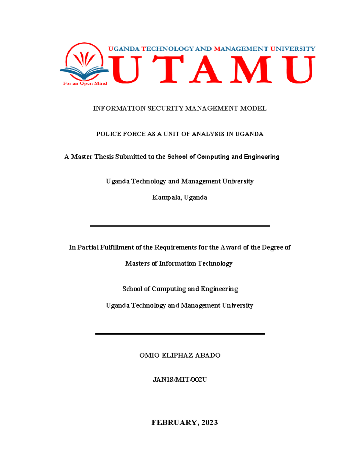 Information Security Management Model PO - INFORMATION SECURITY ...