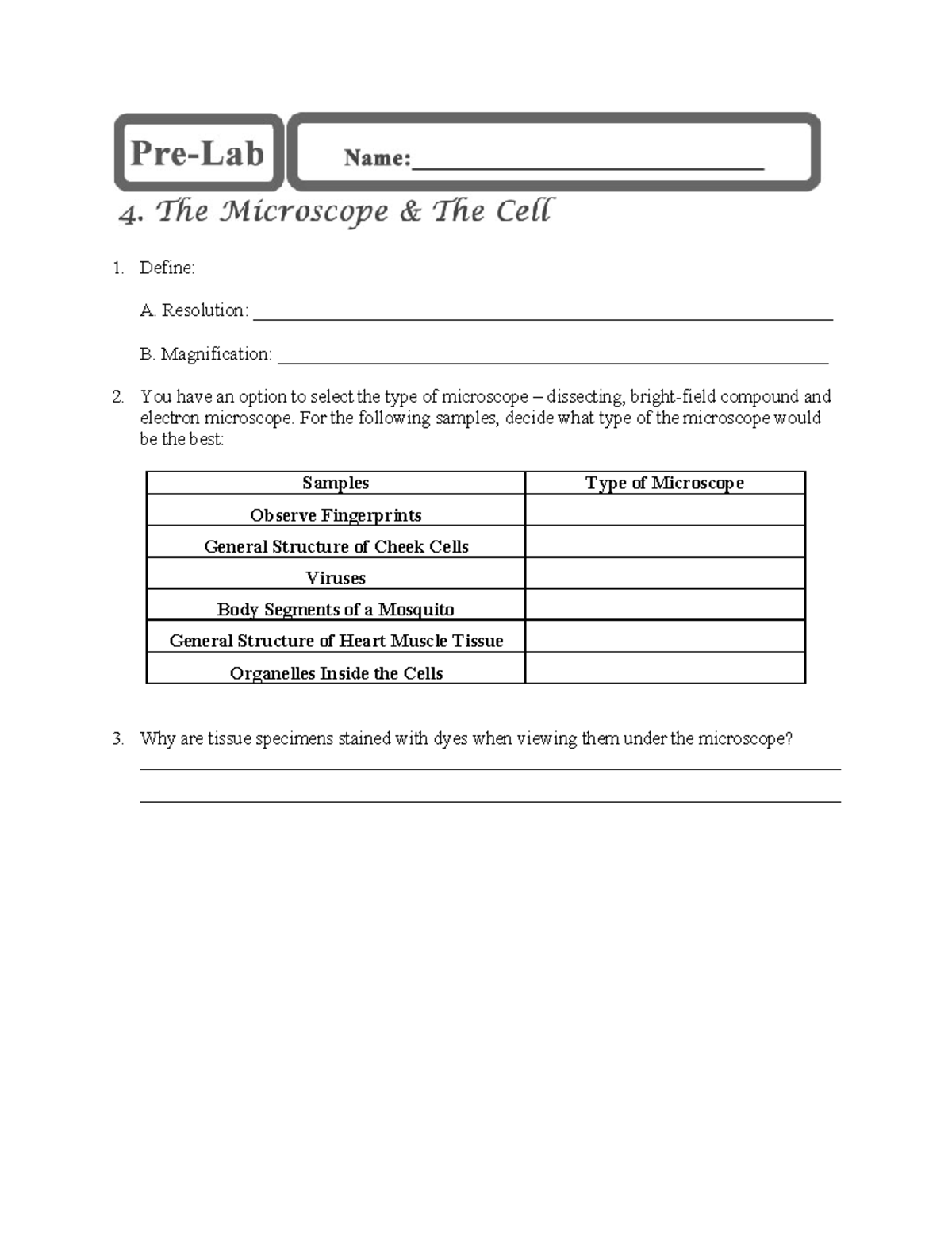 AP1 Lab Report 4: Microscope Types and Application - Studocu
