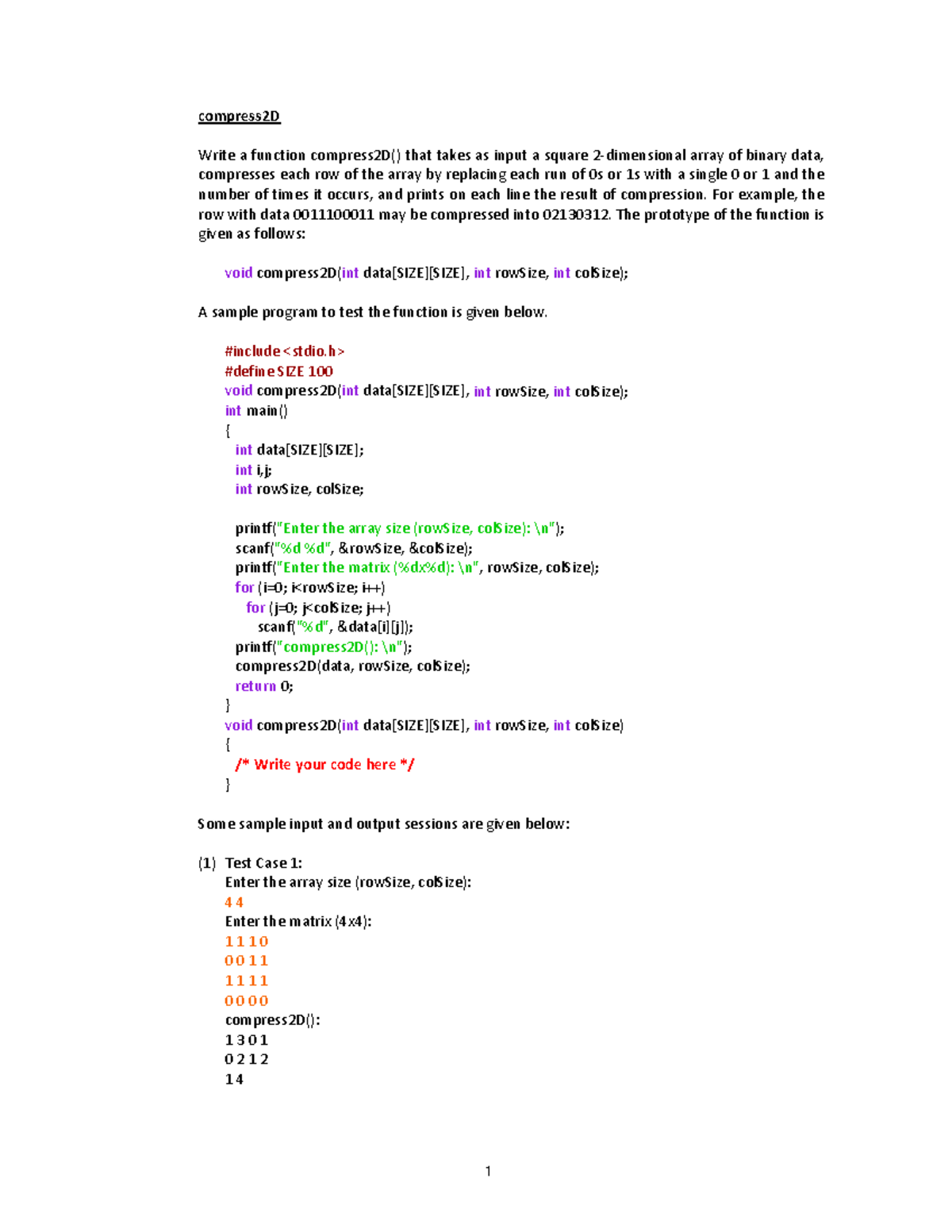 Compress 2D - Exercise on Binary Data Compression - Studocu