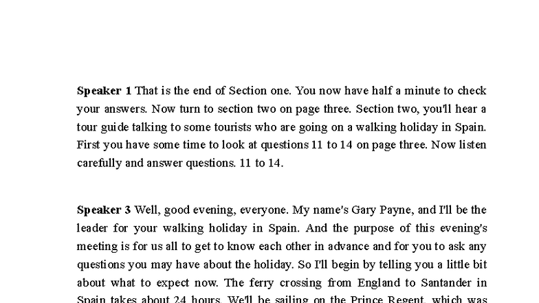 Listening Section 2 Transcript - Vol 1 Test 1 - Studocu