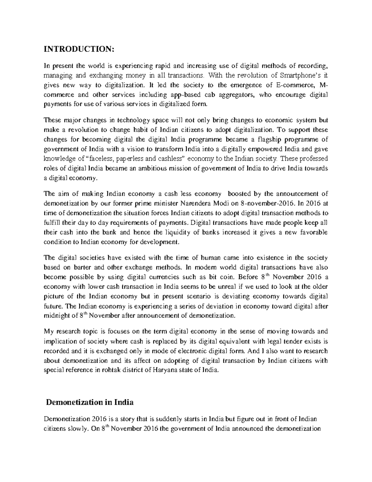 Demonetisation in india - INTRODUCTION: In present the world is ...