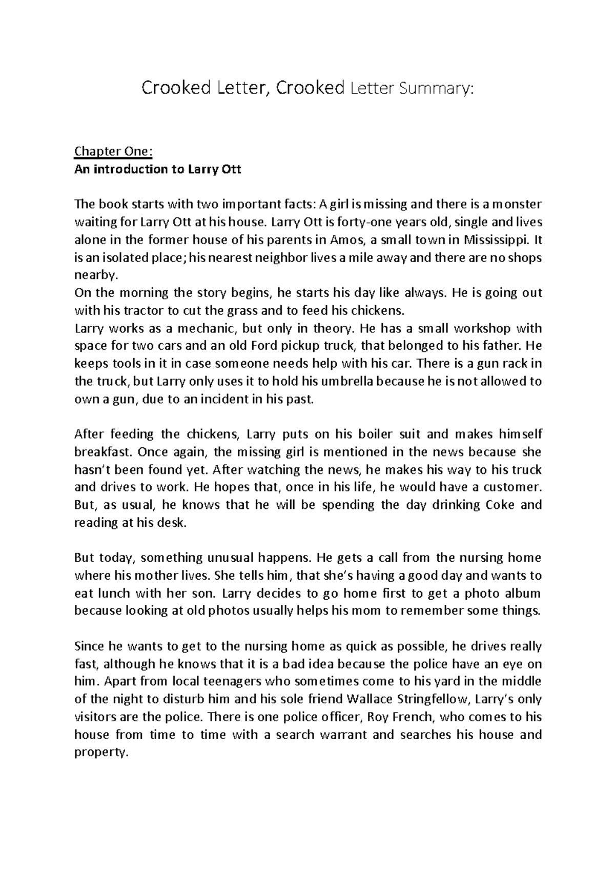 Crooked Letter Crooked Letter Chapter 3 Summary