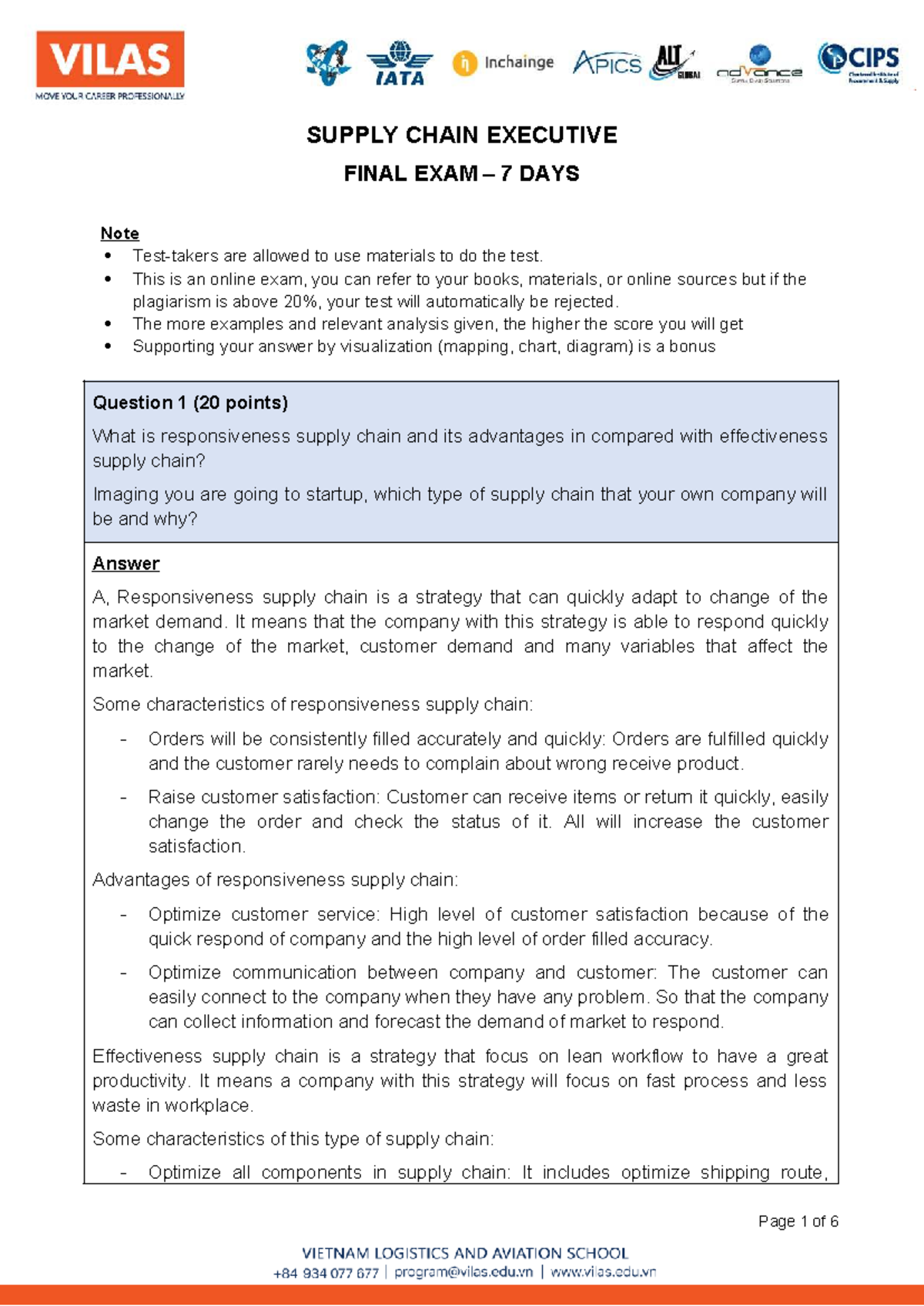 SCE 101 - Final Exam Notes: Logistics & Supply Chain Insights - Studocu
