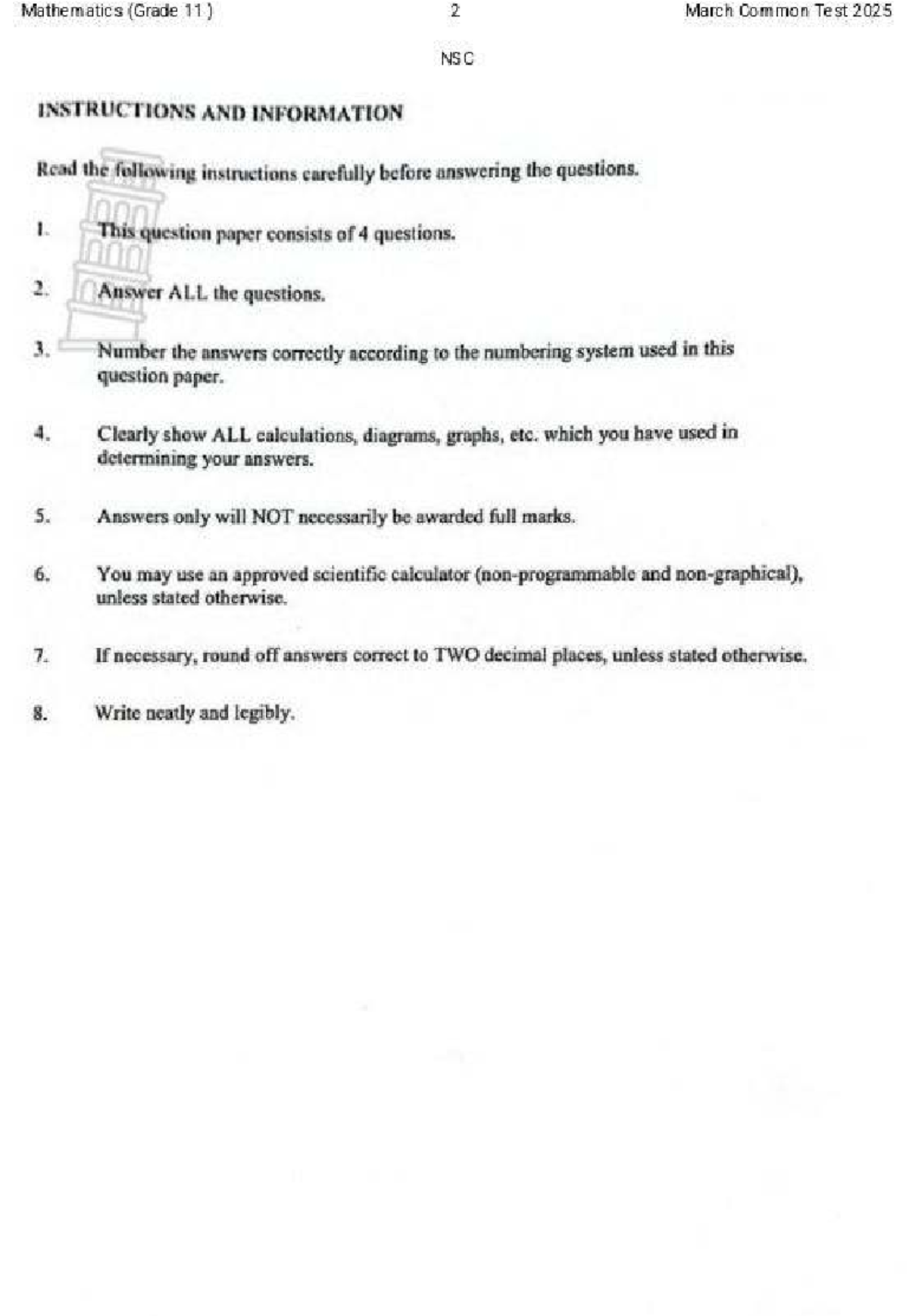 Grade 11 Math March Controlled Test 2025 - Term 1 Assessment - Studocu