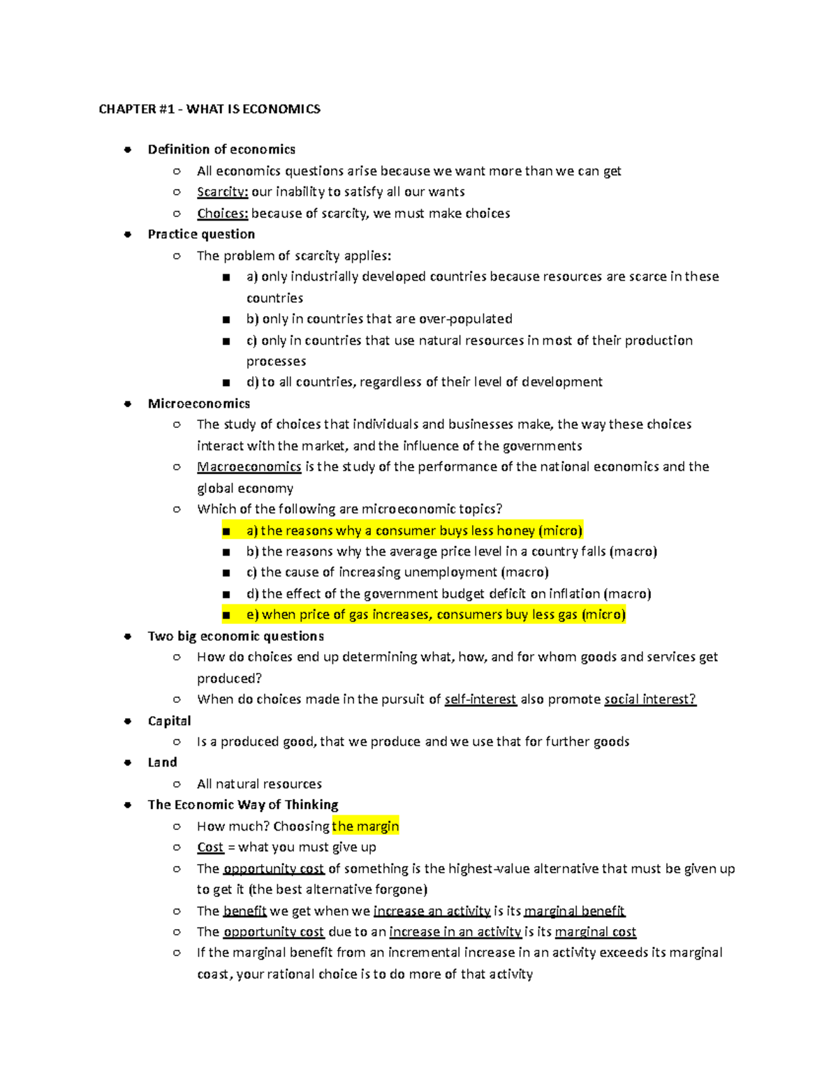 Midterm 1 Notes: Understanding Economics and Key Concepts - Studocu