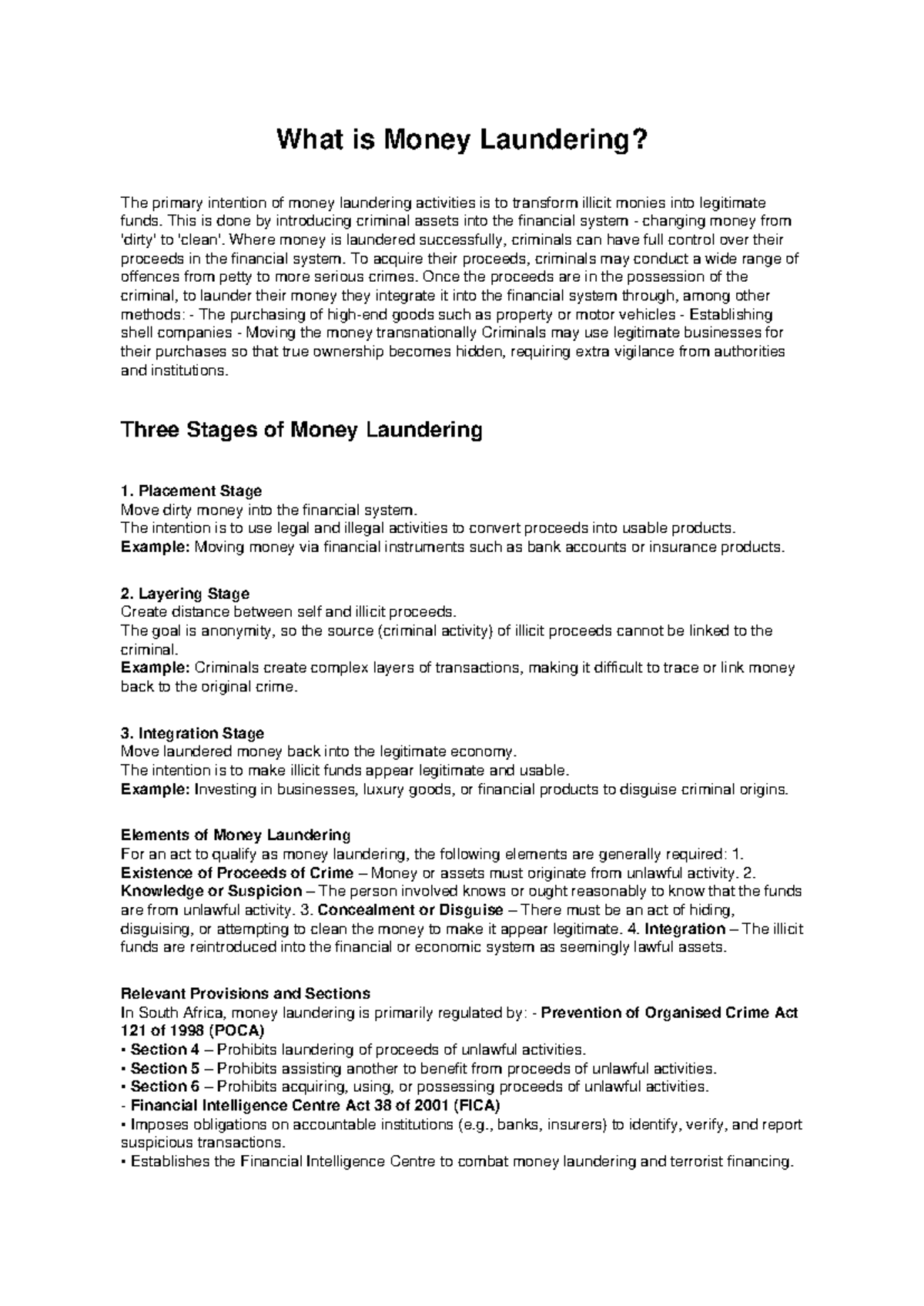 Money Laundering Overview - Criminal Law Notes (CL 101) - Studocu