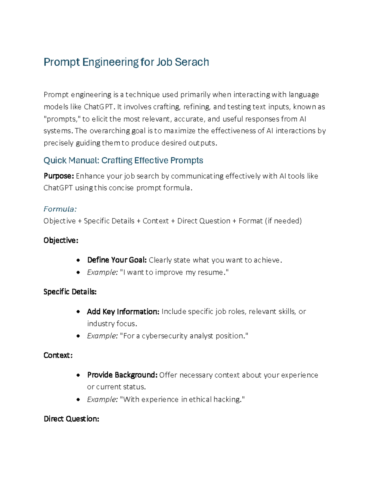 Prompt Engineering for Job Serach - It involves crafting, refining, and ...
