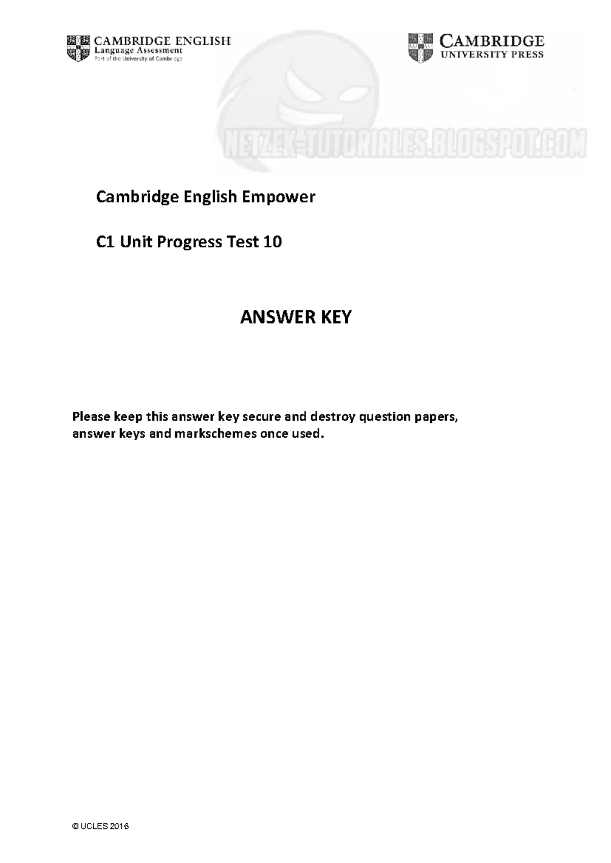 C1 Unit 9 Progress Test Answer Key - Version A - Studocu